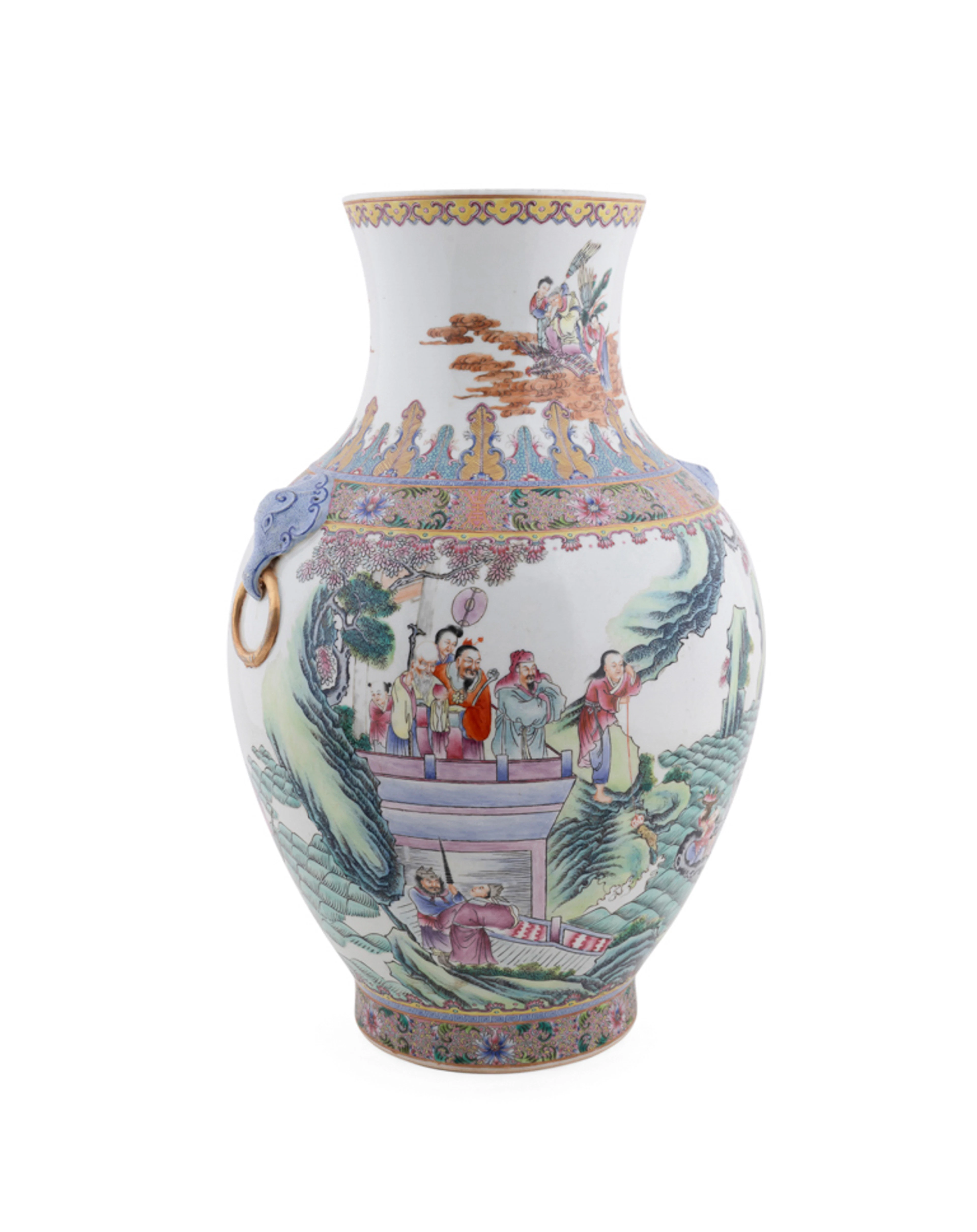 19th C. Qing Dynasty Figural Motif Porcelain Vase