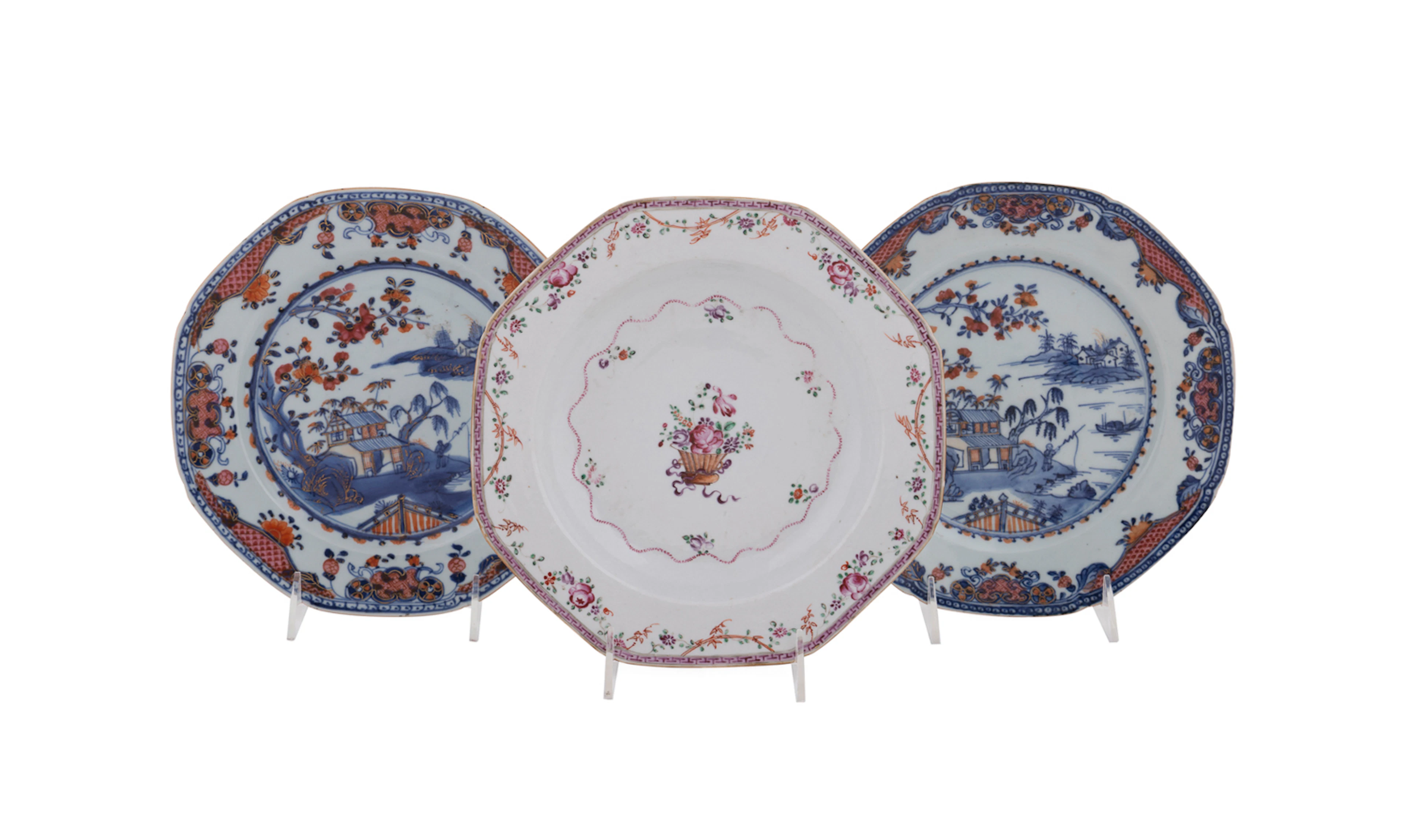 18th C. Three Chinese Export Porcelain Plates