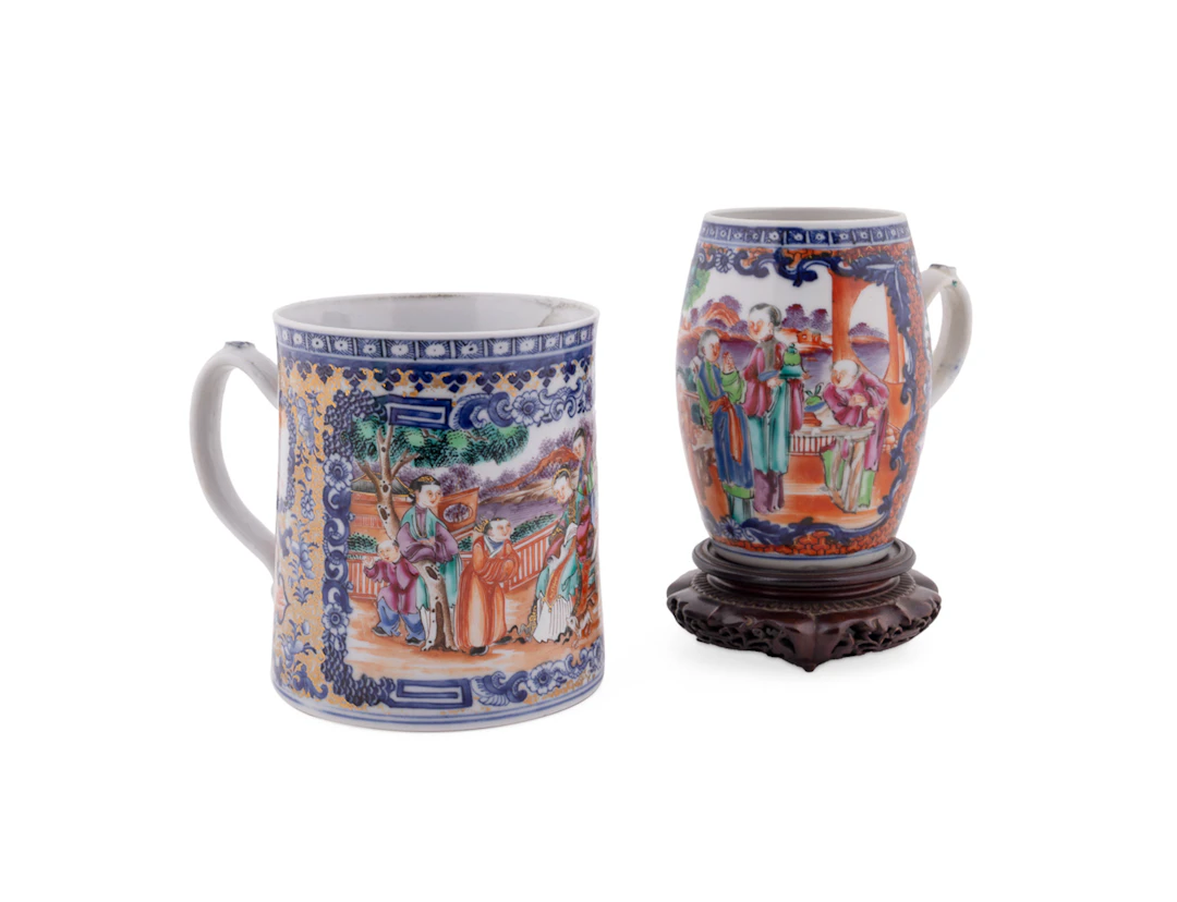 Two 18th C. Chinese Export Porcelain Tankards