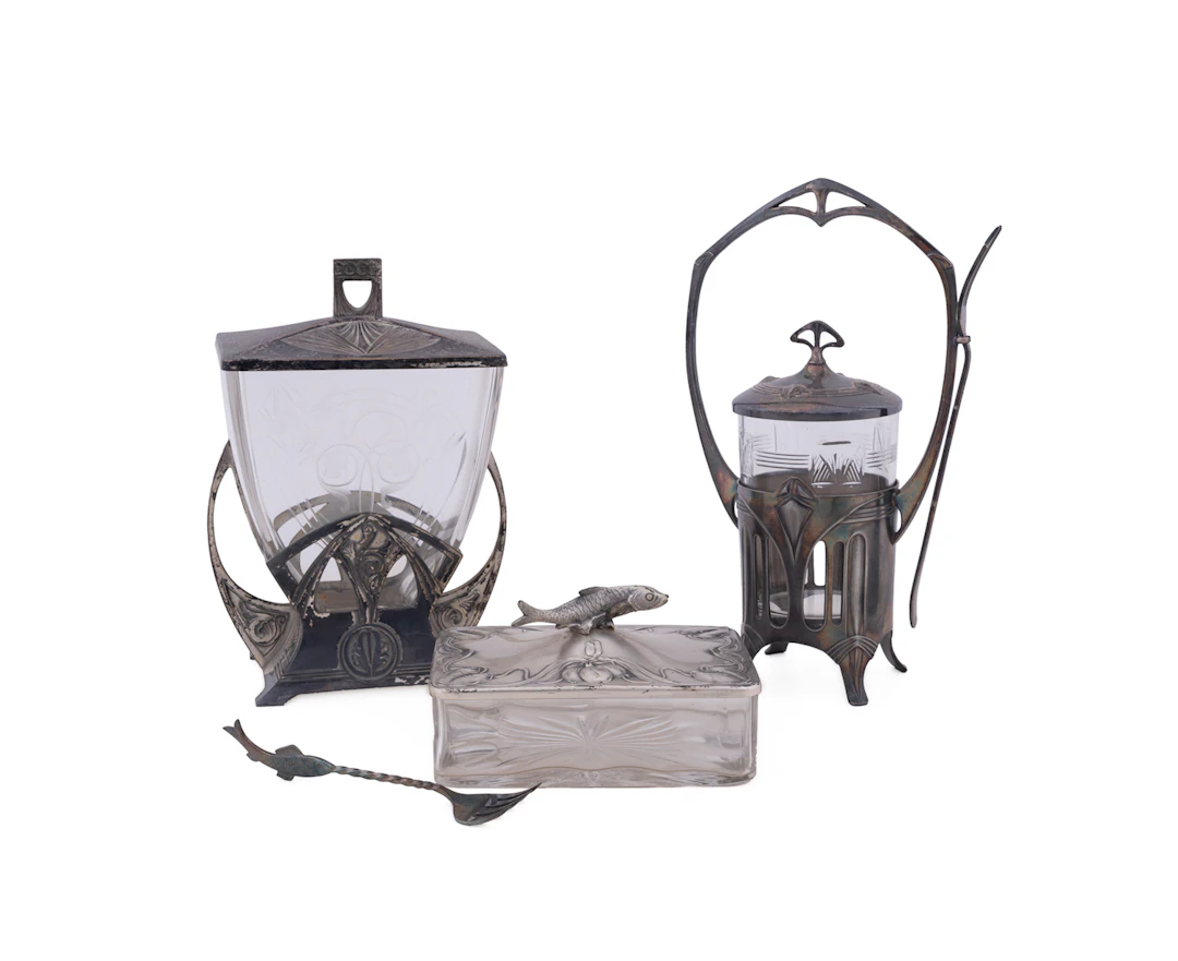 WMF, Three Art Nouveau Silverplate Table Articles