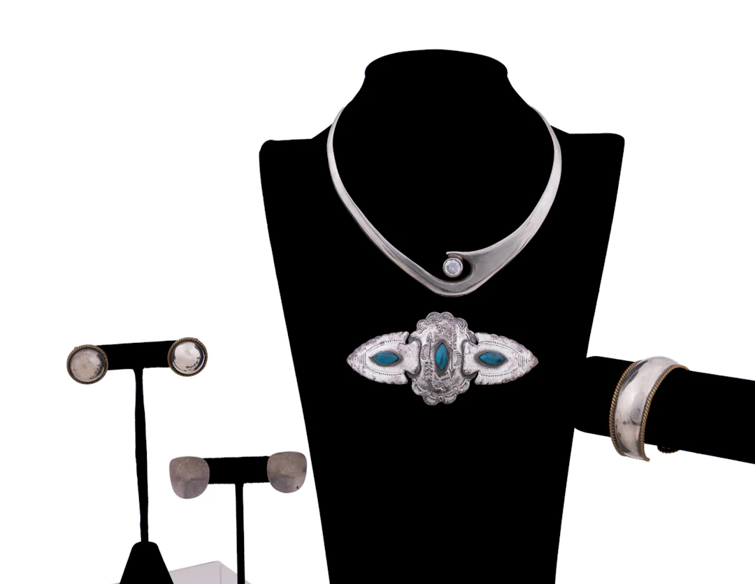 Seven Pieces of Mexican Sterling Silver Jewelry