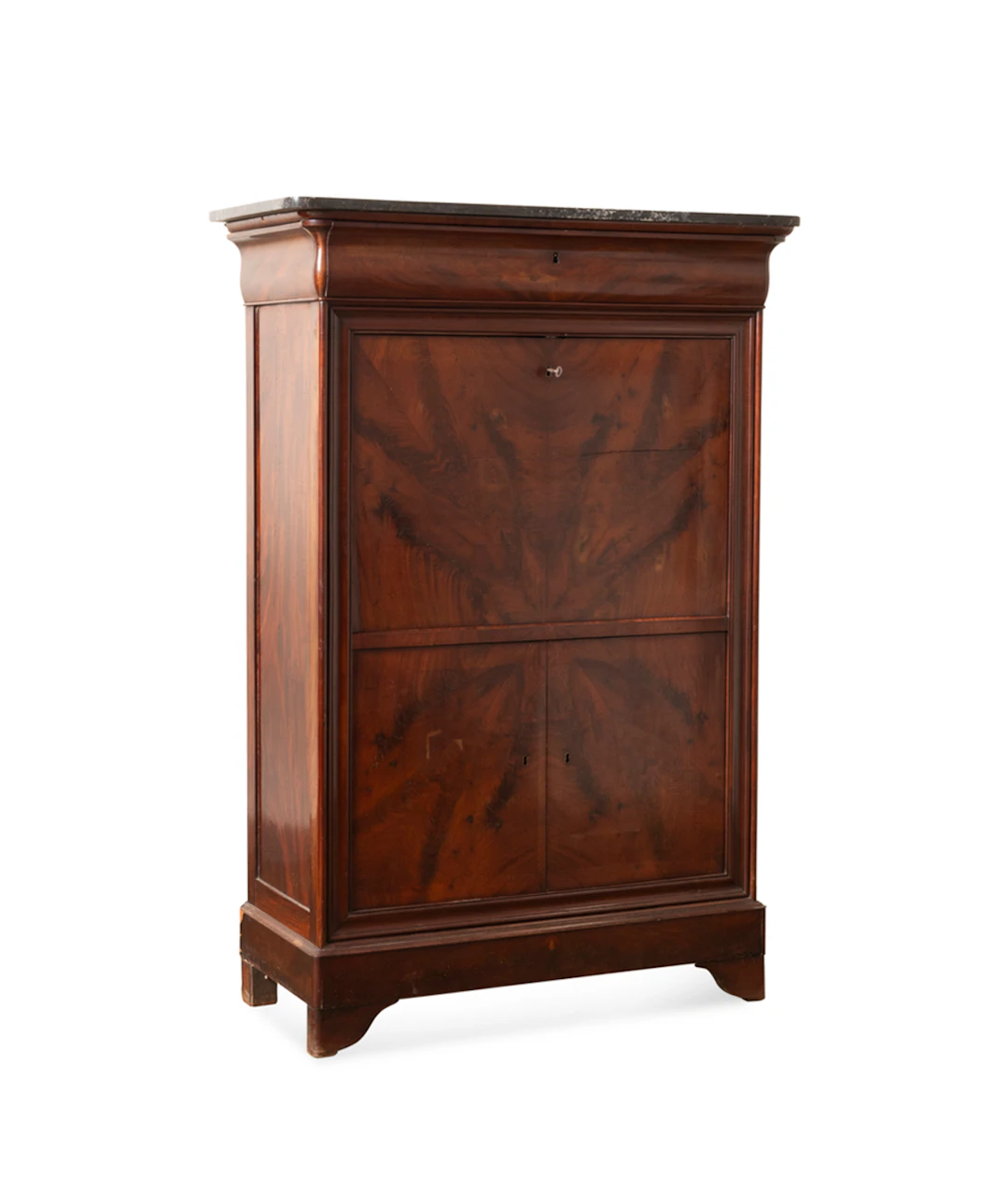 19th C. Louis Philippe Flame Mahogany Secretaire
