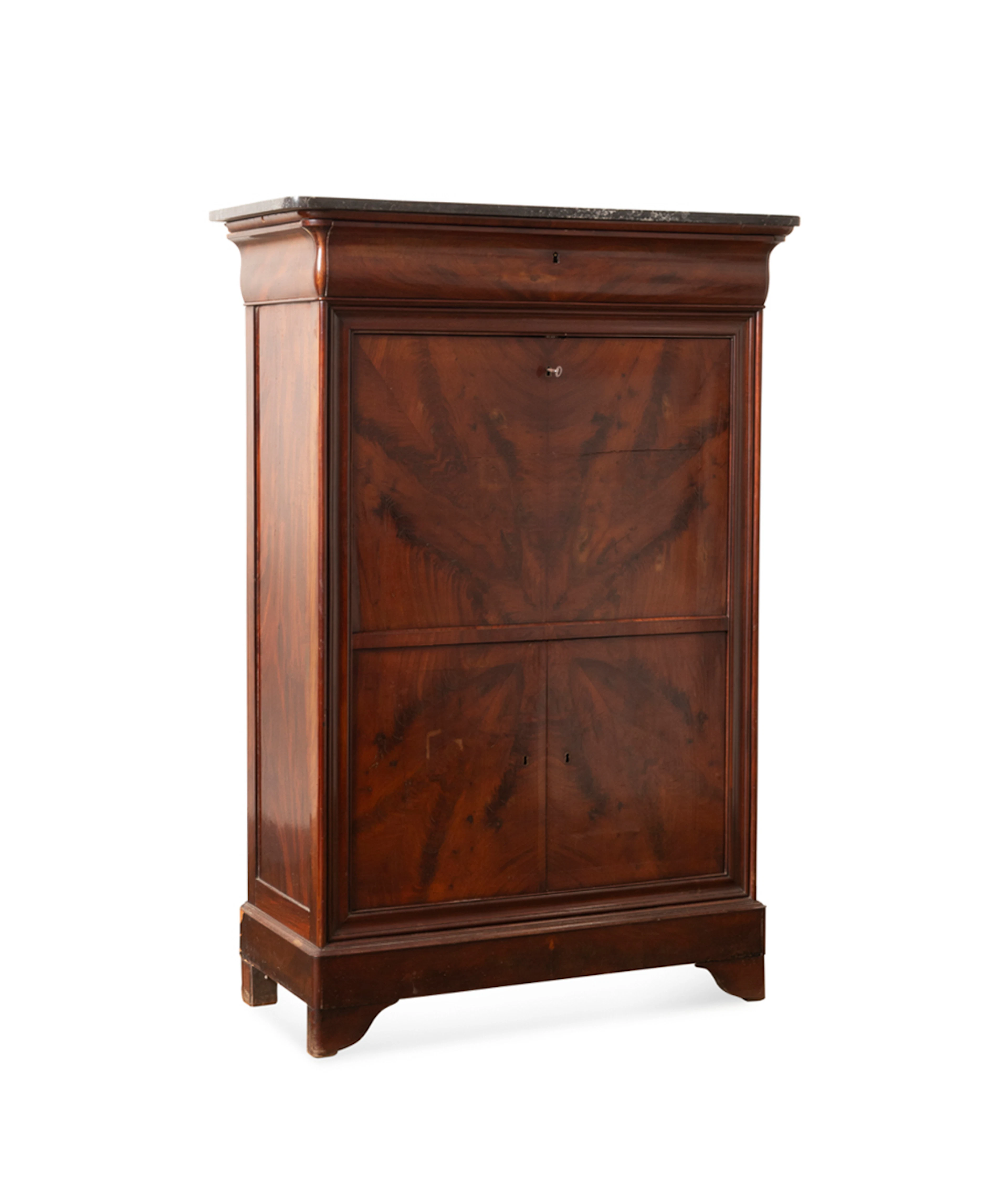 19th C. Louis Philippe Flame Mahogany Secretaire