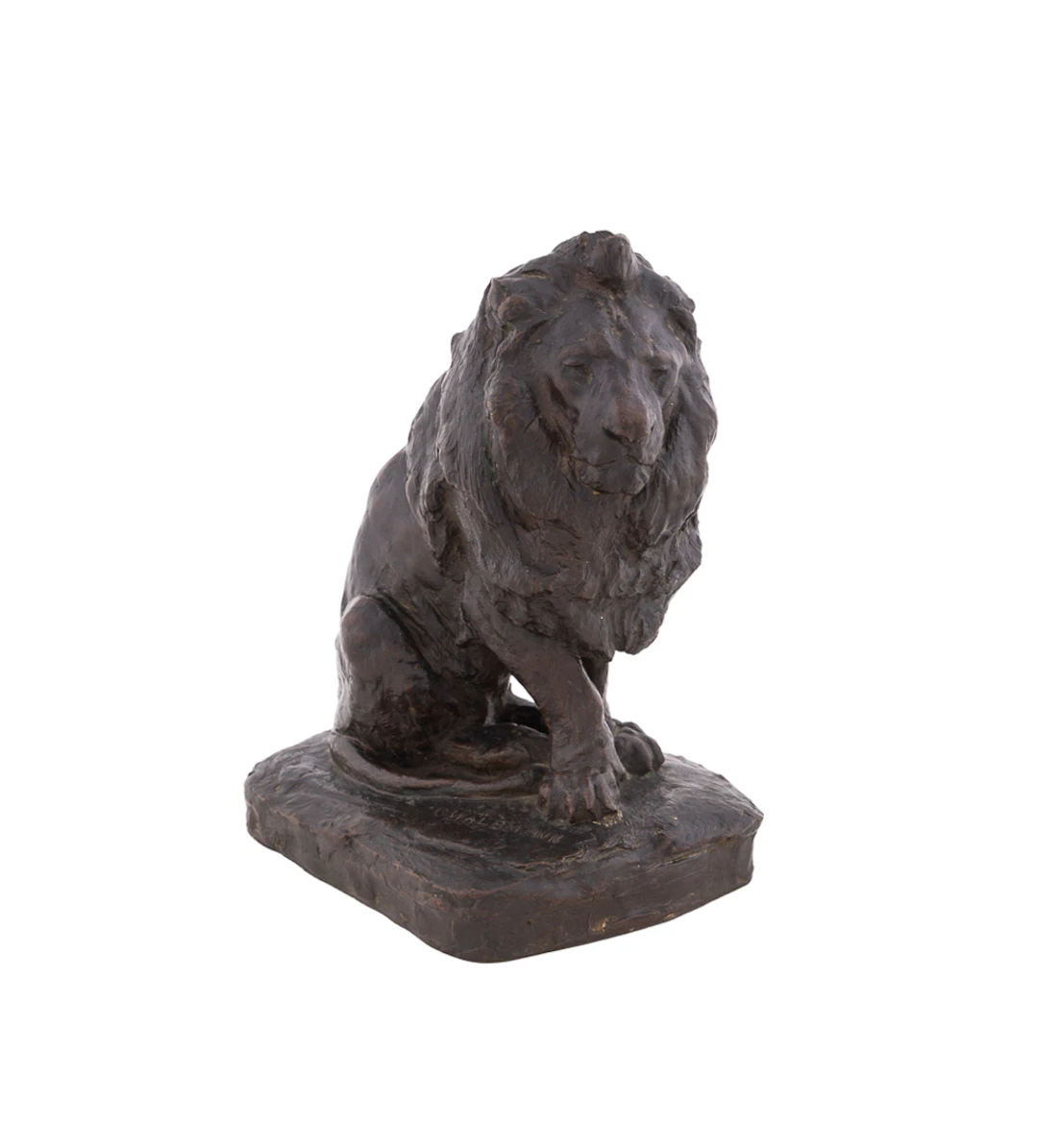 Oscar Waldmann, Seated Lion Bronze, 19th/20th C.