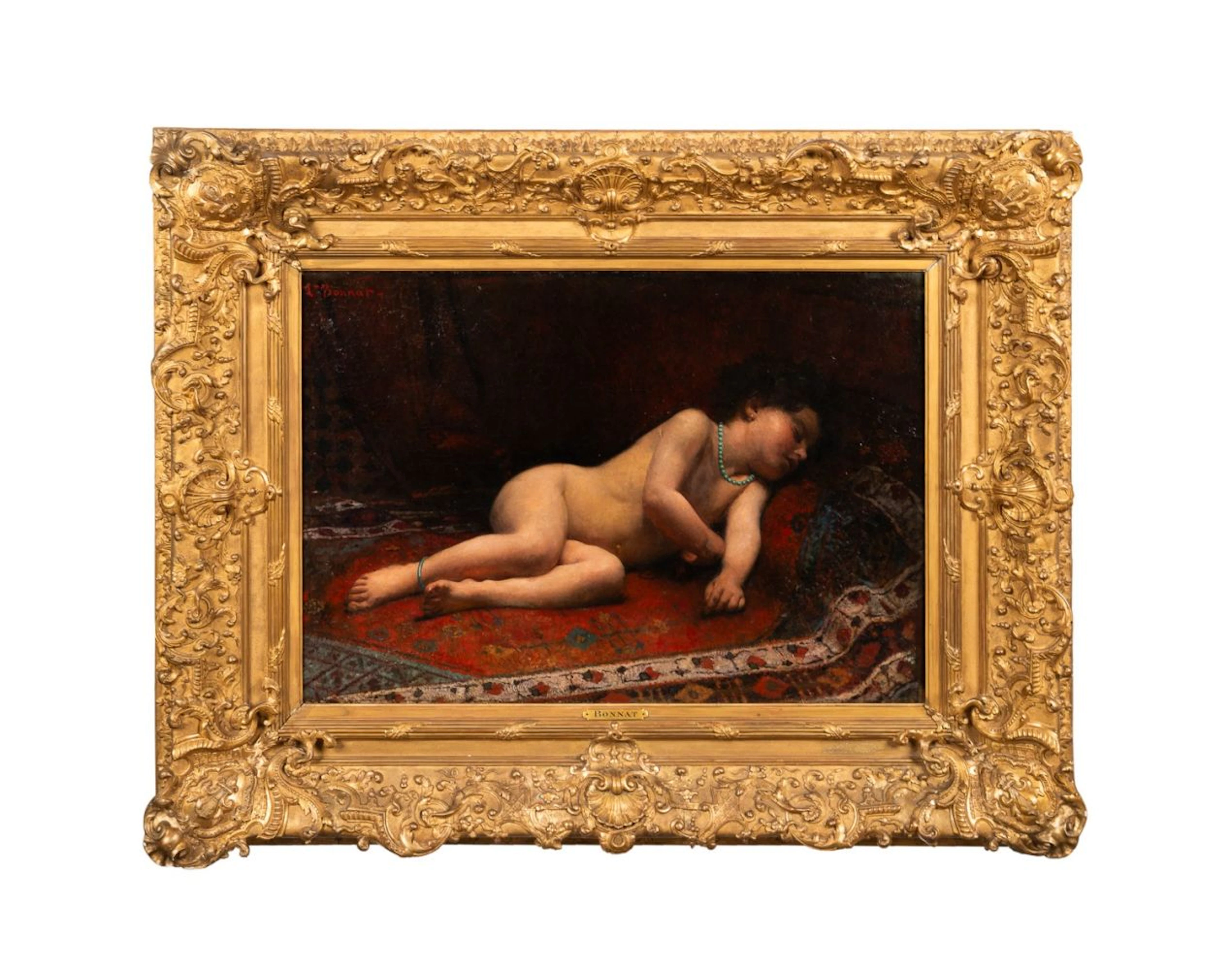 Leon J.F. Bonnat, "Sleeping Youth", 19th C., O/C