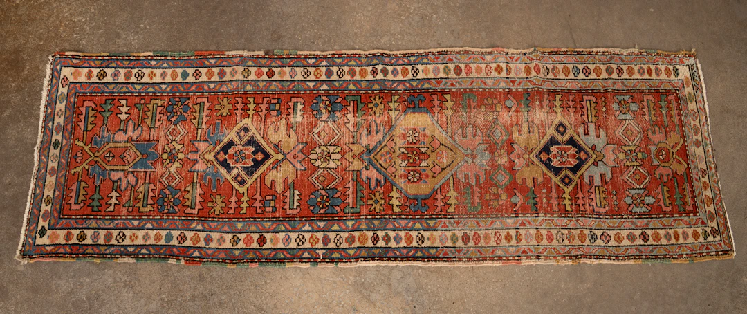 Persian Hamadan Runner, 20th C., Red/Beige/Blue