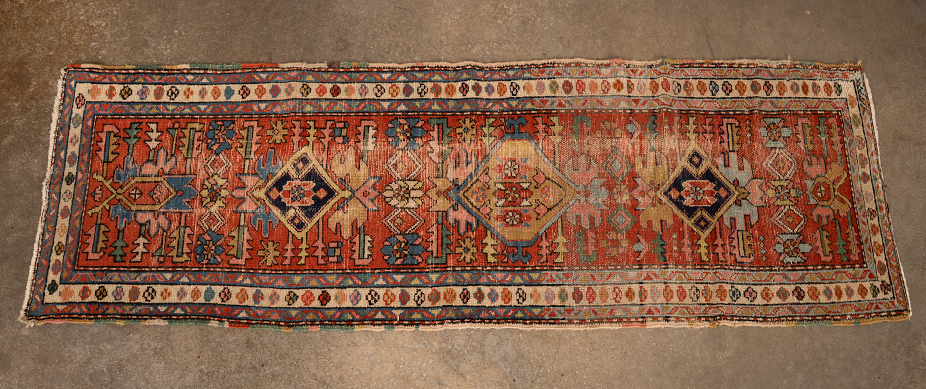 Persian Hamadan Runner, 20th C., Red/Beige/Blue