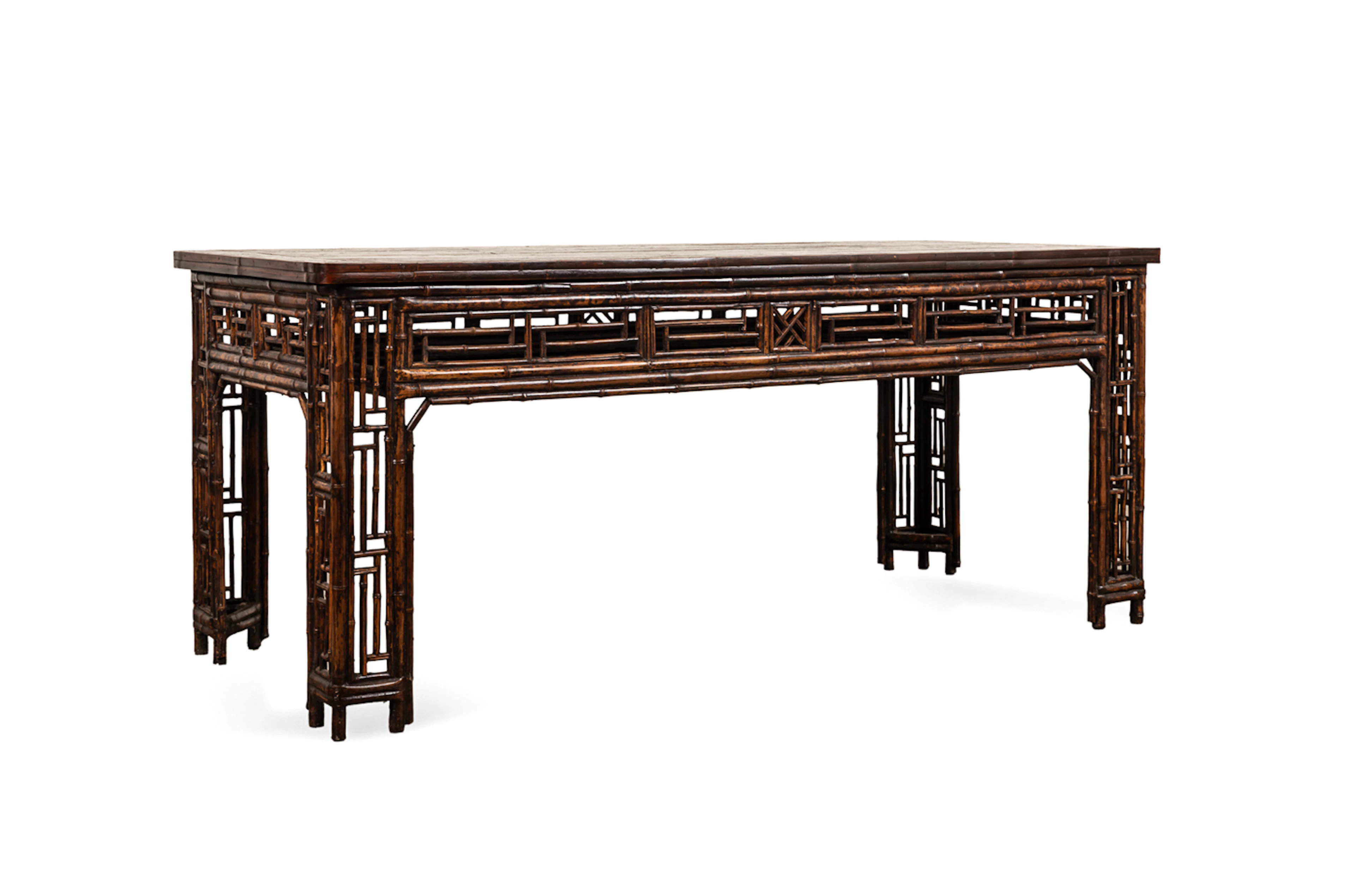 19th C. Chinese Pierced Bamboo Scholar's Table