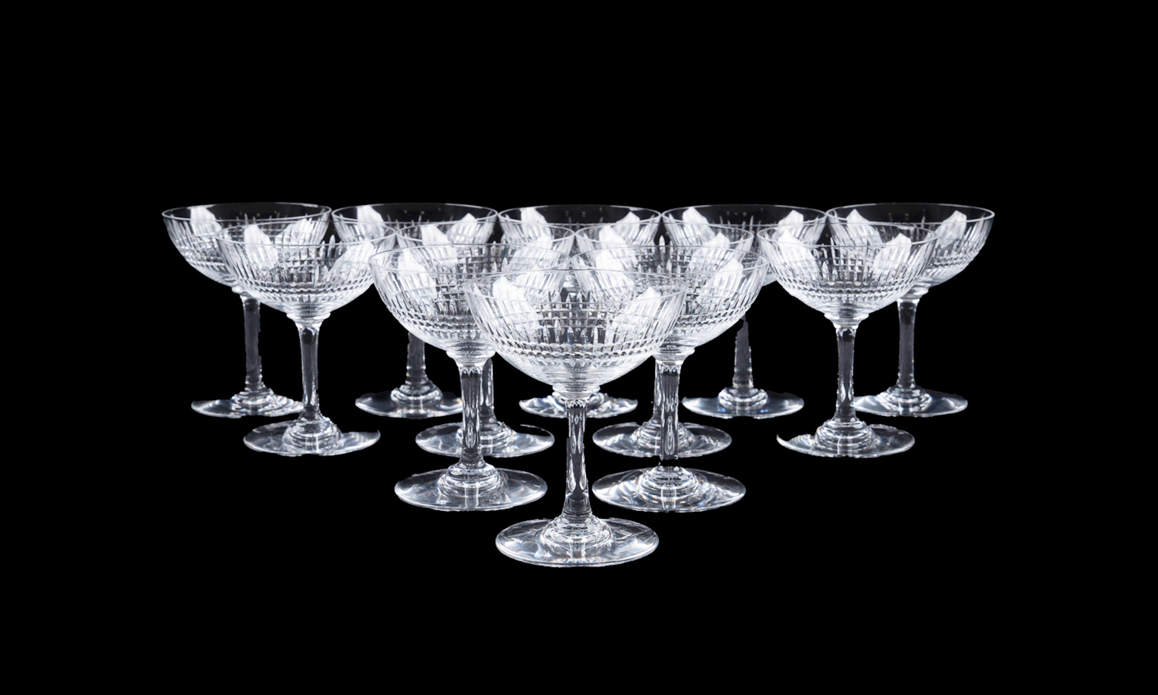 Baccarat, 12 "Nancy" Crystal Champagne Saucers