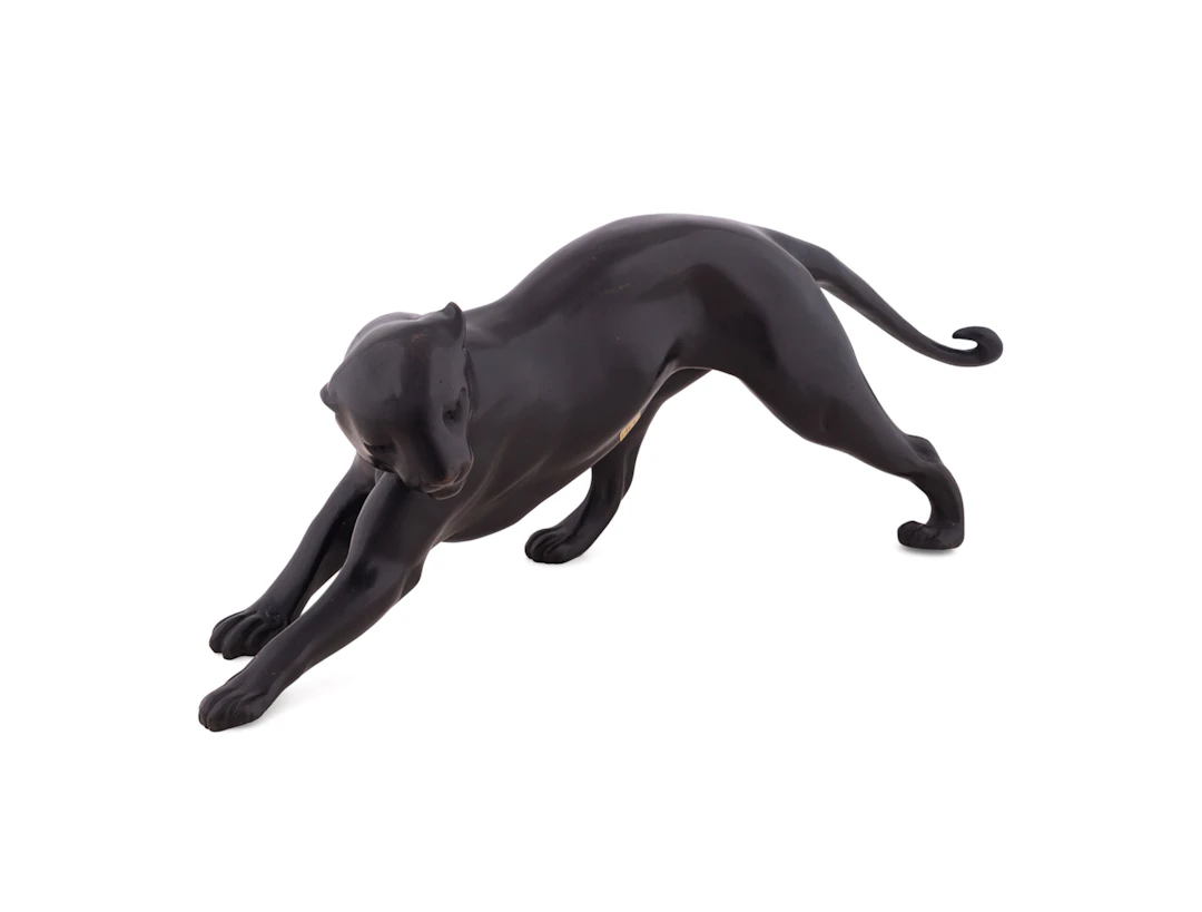Maitland-Smith Prowling Panther Bronze Sculpture