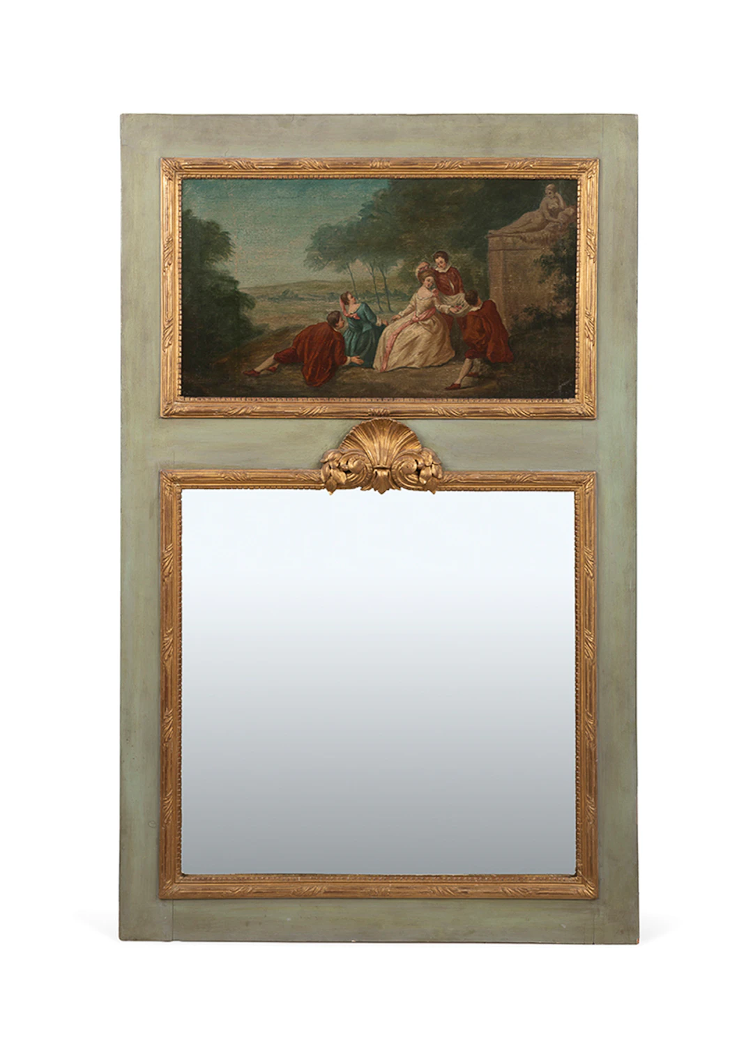19th C. Louis XV Style Courting Scene Trumeau Mirror