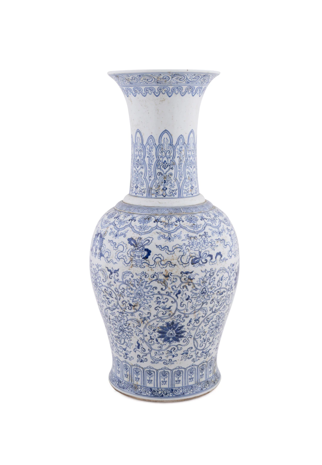 Large 19th/20th C. Blue and White Porcelain Vase