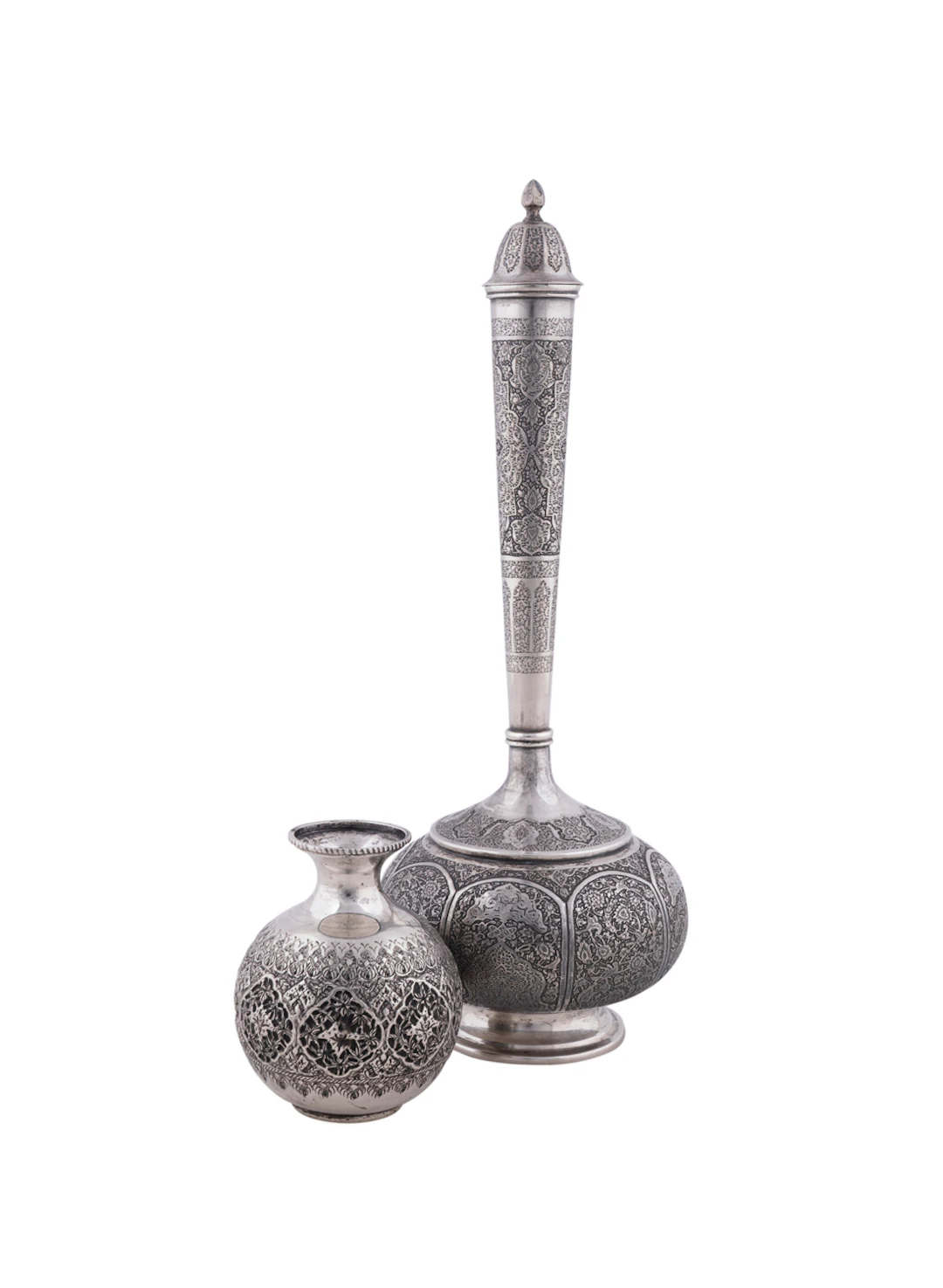 Two Persian .875 Silver Chased Vessels, Marked