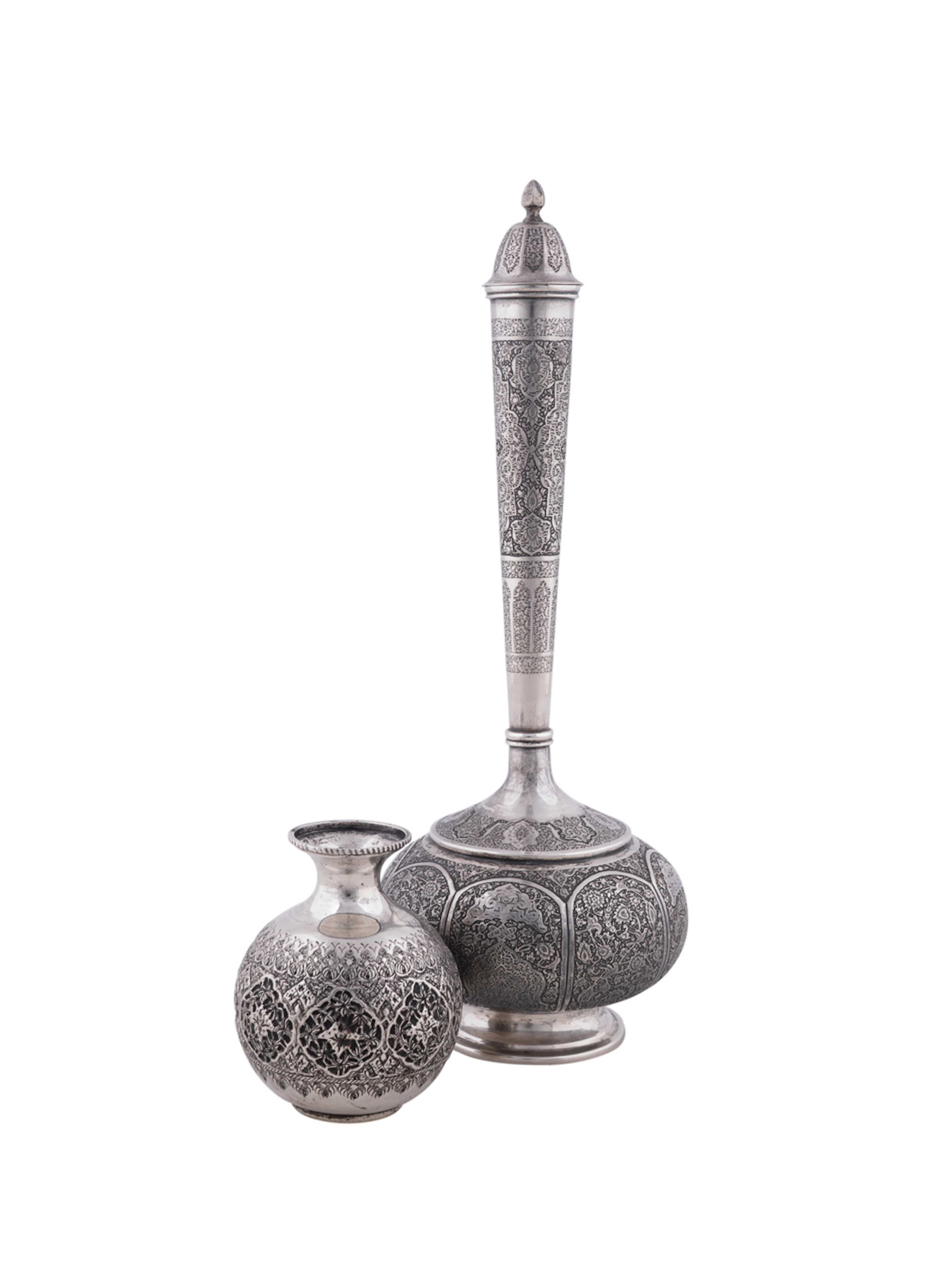 Two Persian .875 Silver Chased Vessels, Marked
