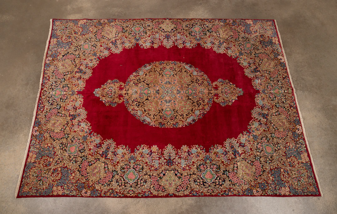 Persian Kerman Rug, 20th C., Red/Multicolored