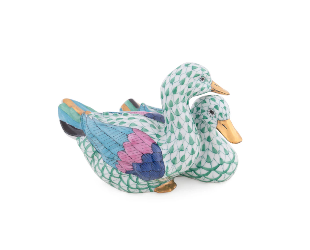 Herend "Pair of Ducks" Porcelain Figure, 1991