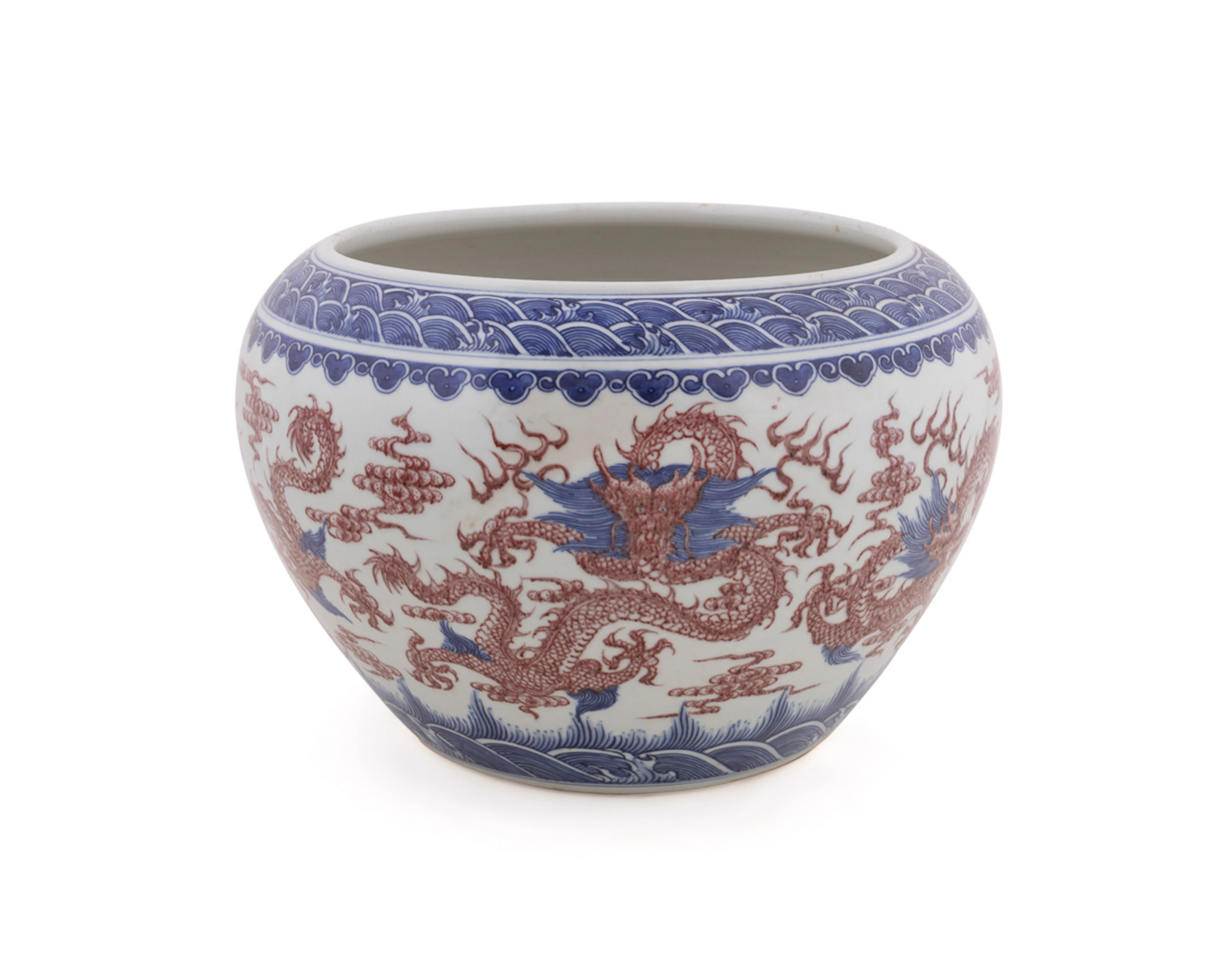 Fish Bowl Porcelain Planter, 20th century, Chinese