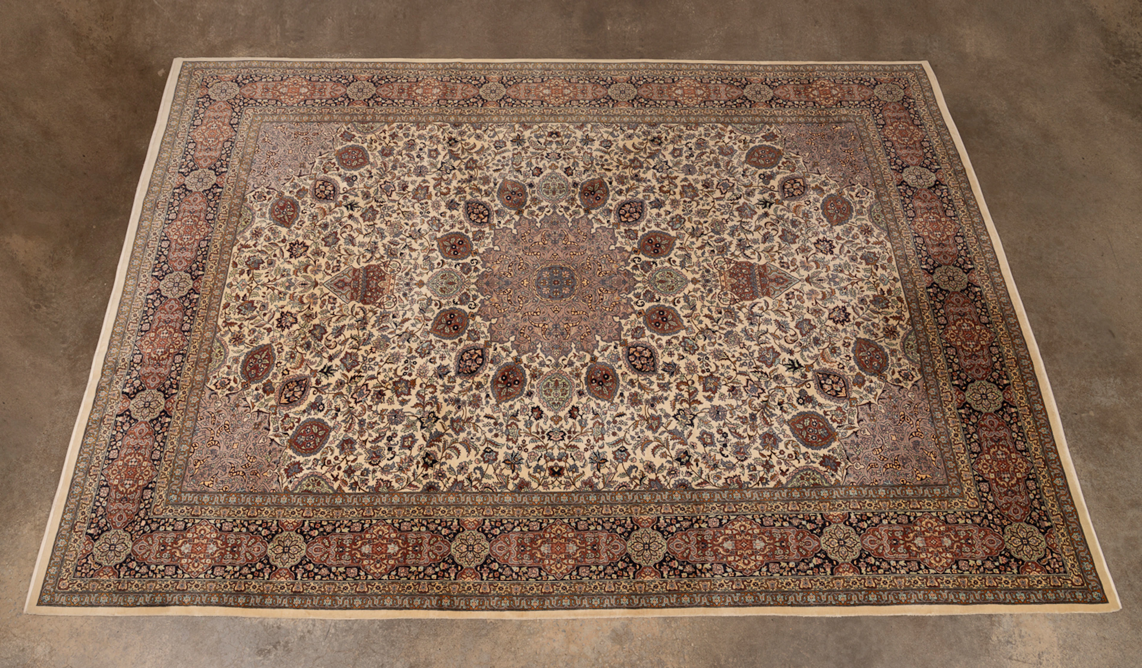 Persian Tabriz Rug, 20th C., Purple/Cream/Rust