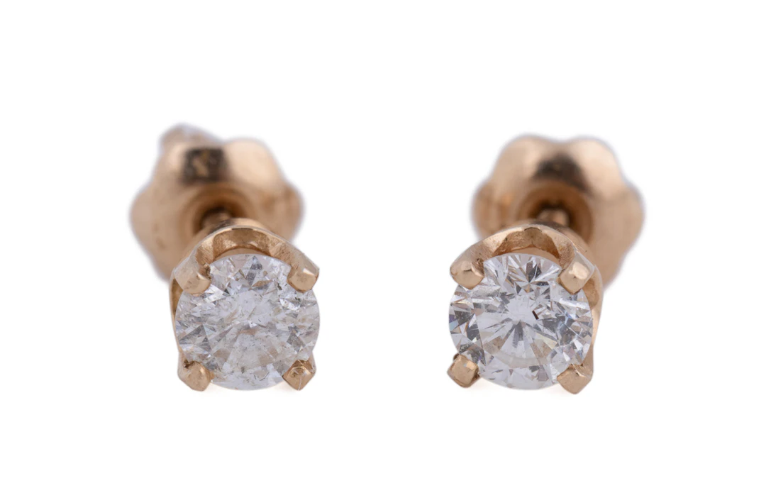 Diamond Solitaire 14K YG Earrings, 0.4TCW