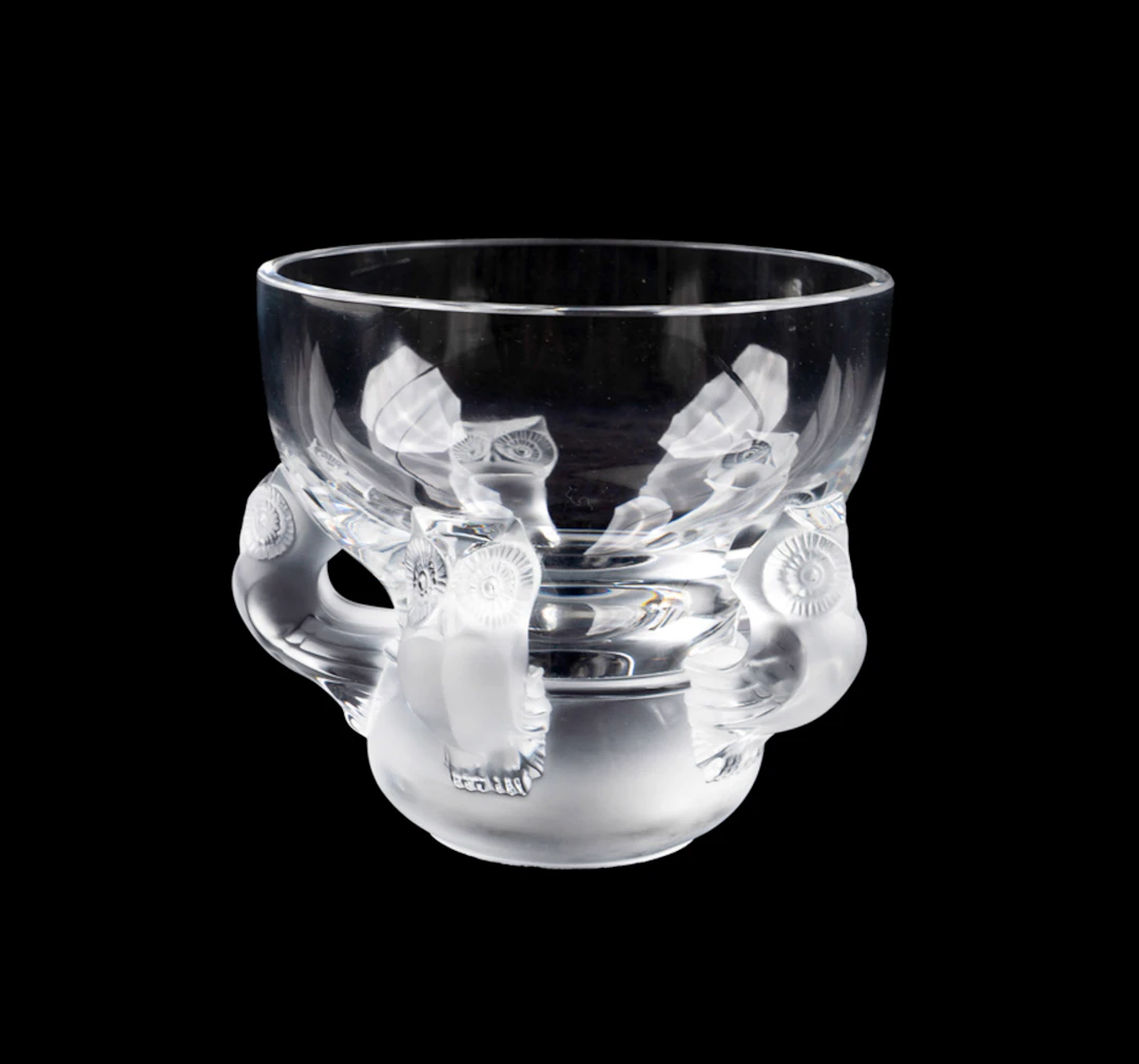 Lalique "Hiboux" Colorless Crystal Vase