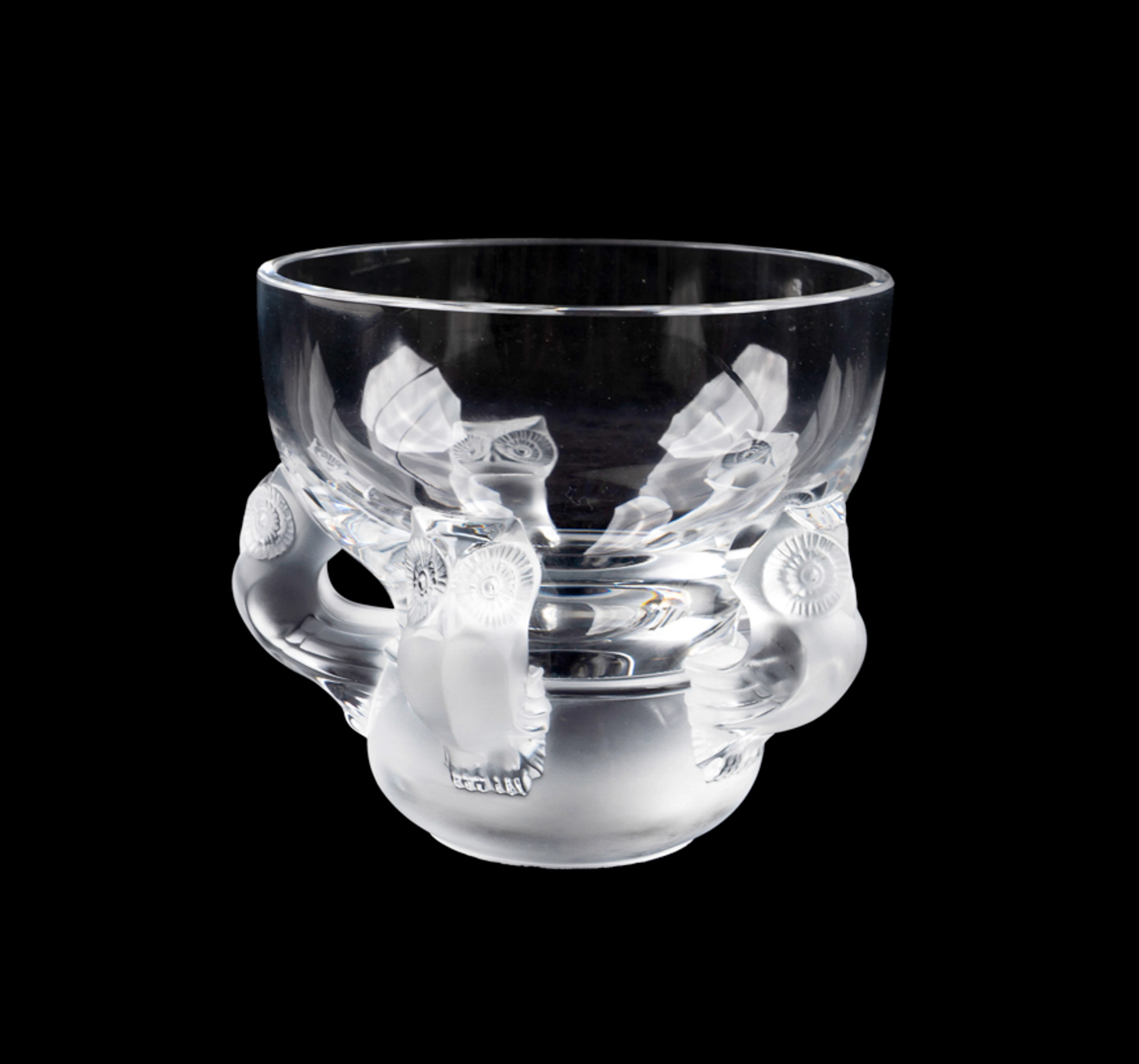 Lalique "Hiboux" Colorless Crystal Vase