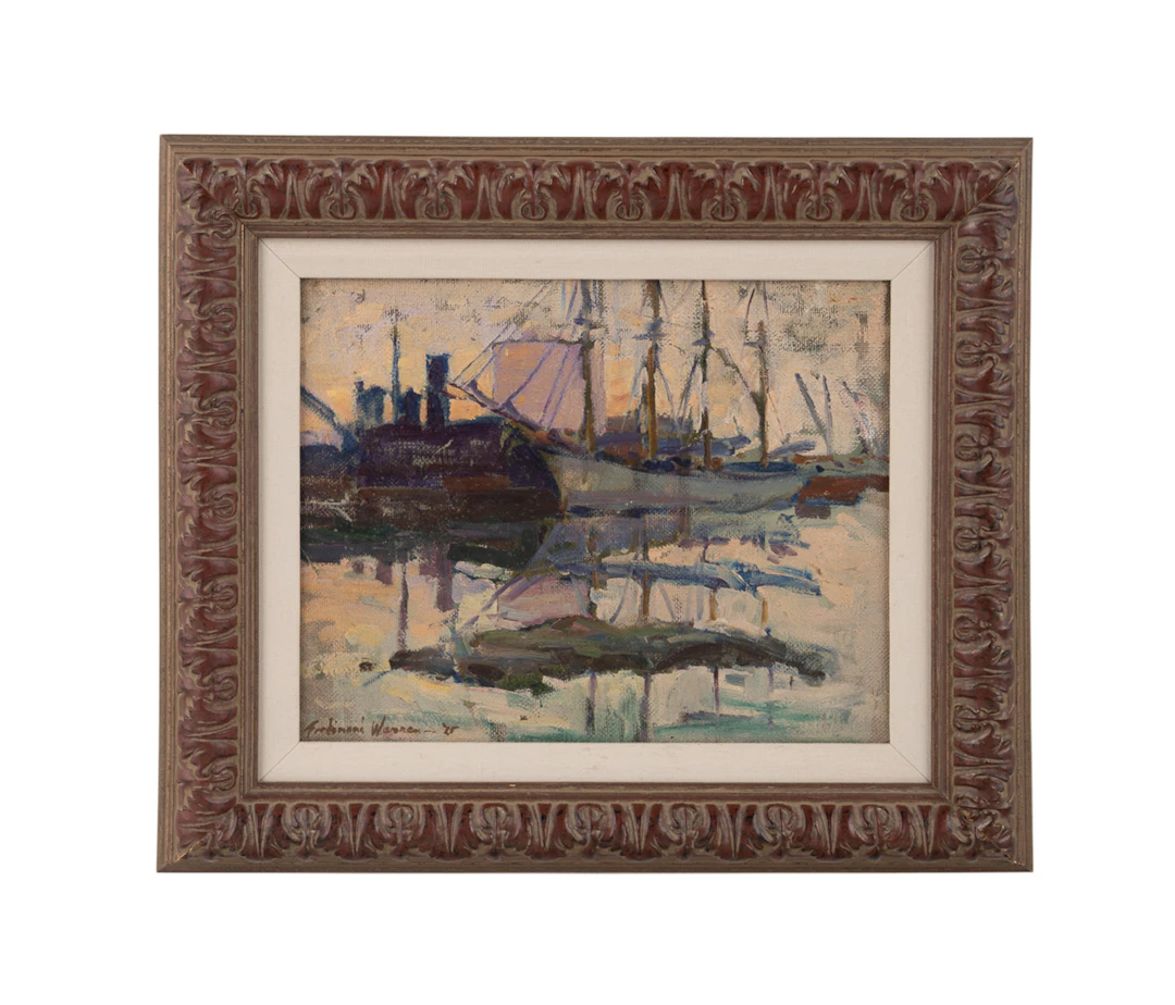 Ferdinand Warren, Boats at Dock, 1925, O/C