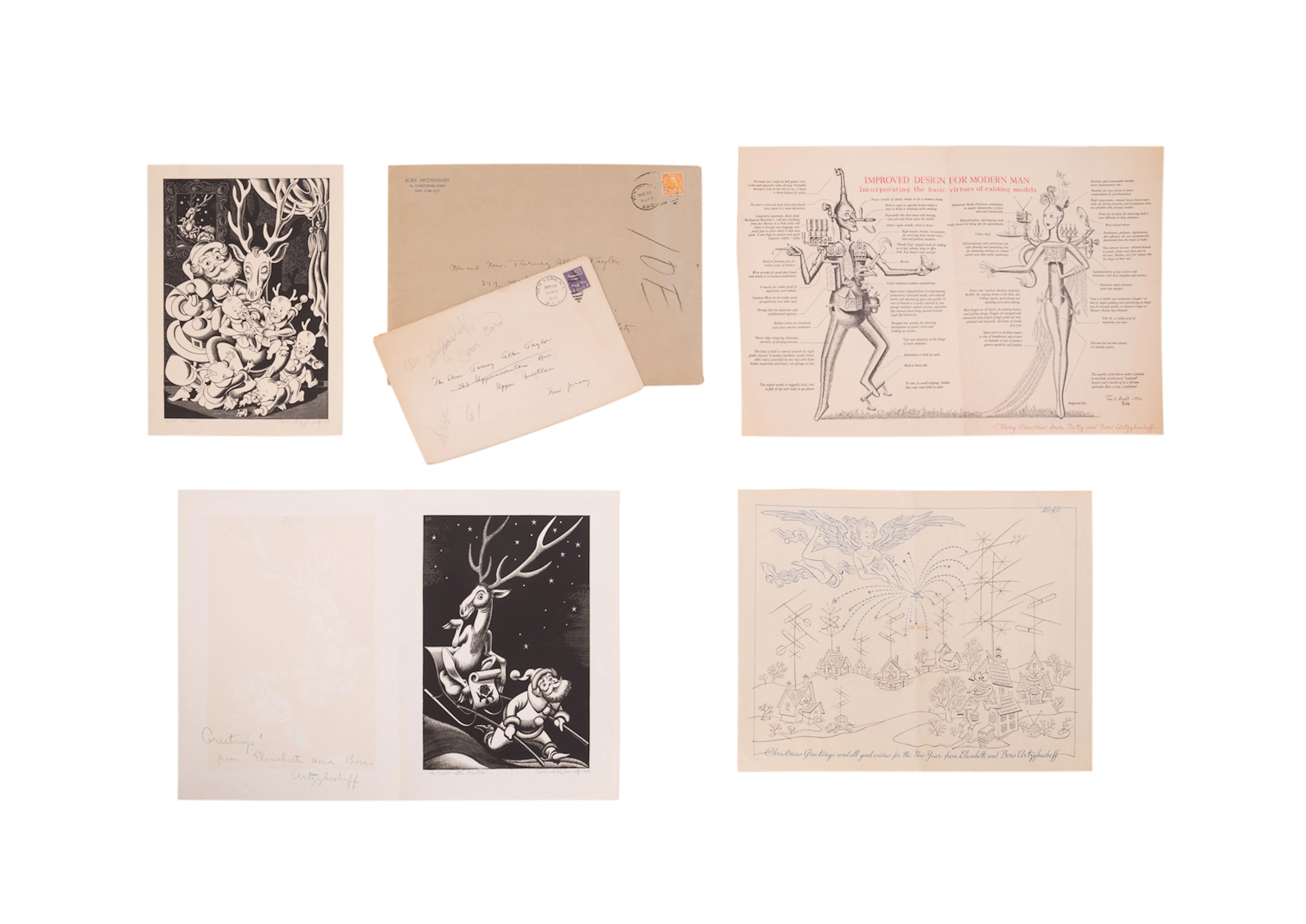 Boris Artzybasheff, 4 Illustrated Christmas Cards
