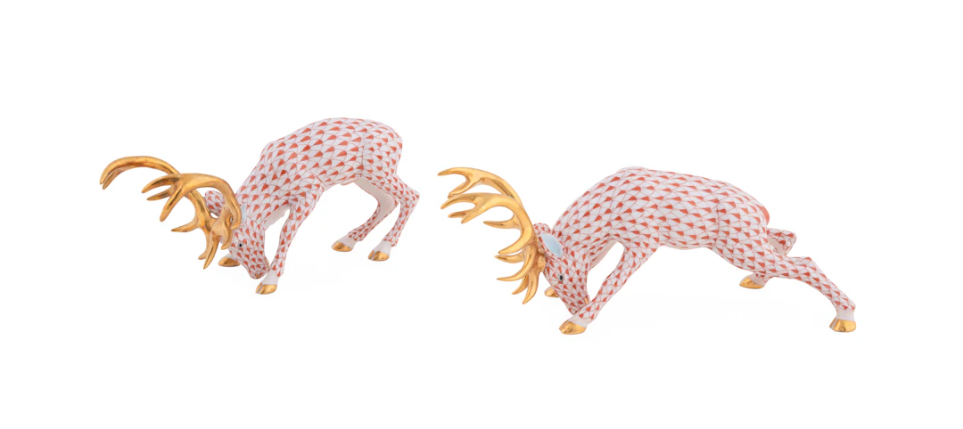 Herend, Two "Stag" Porcelain Figures, 1999