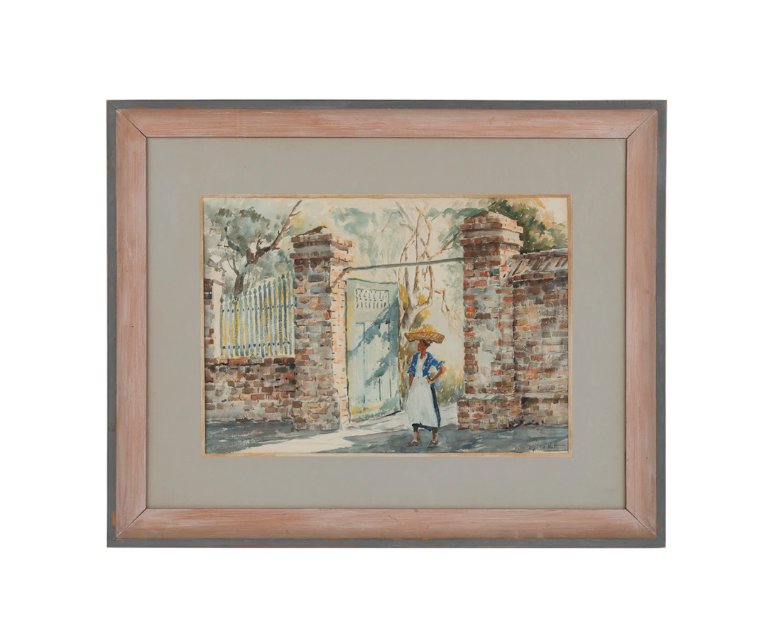 A. Hutty, Woman with Fruit Basket, 20th C., W/C