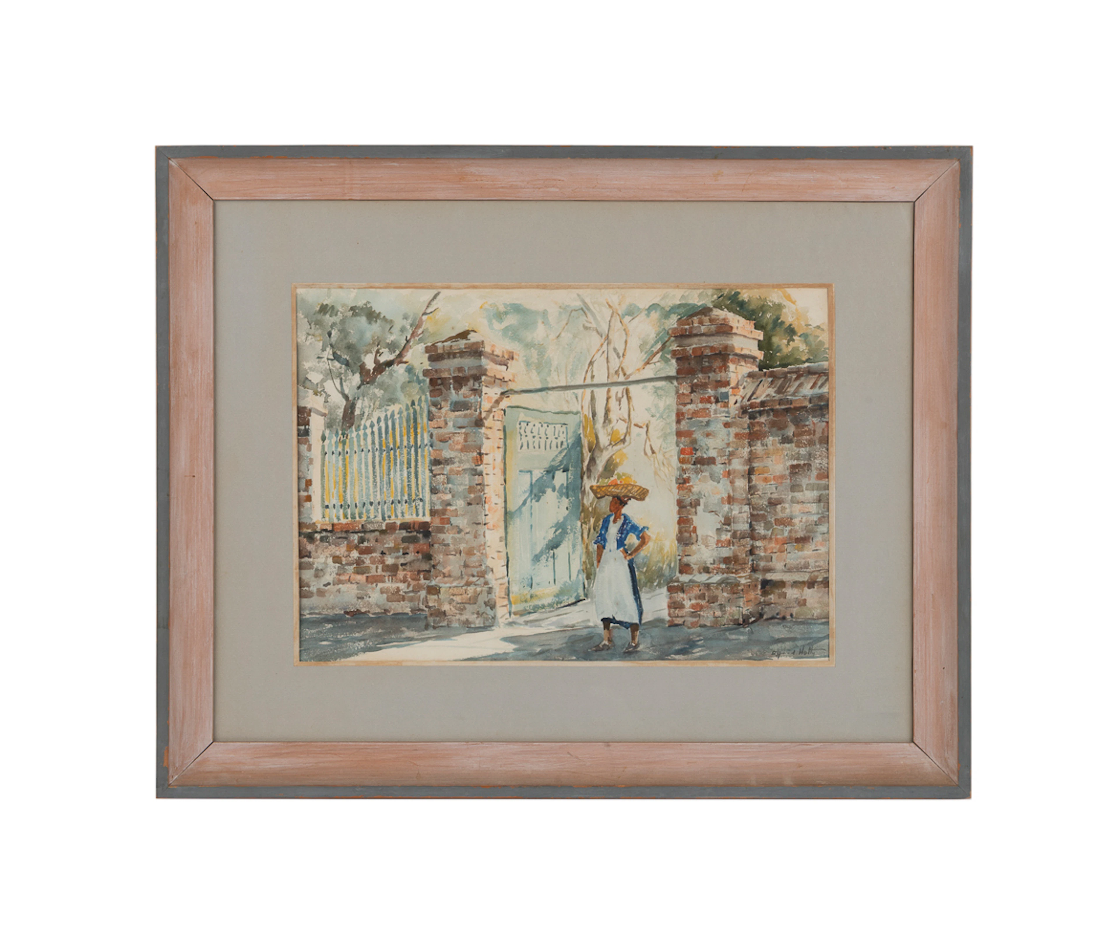 A. Hutty, Woman with Fruit Basket, 20th C., W/C