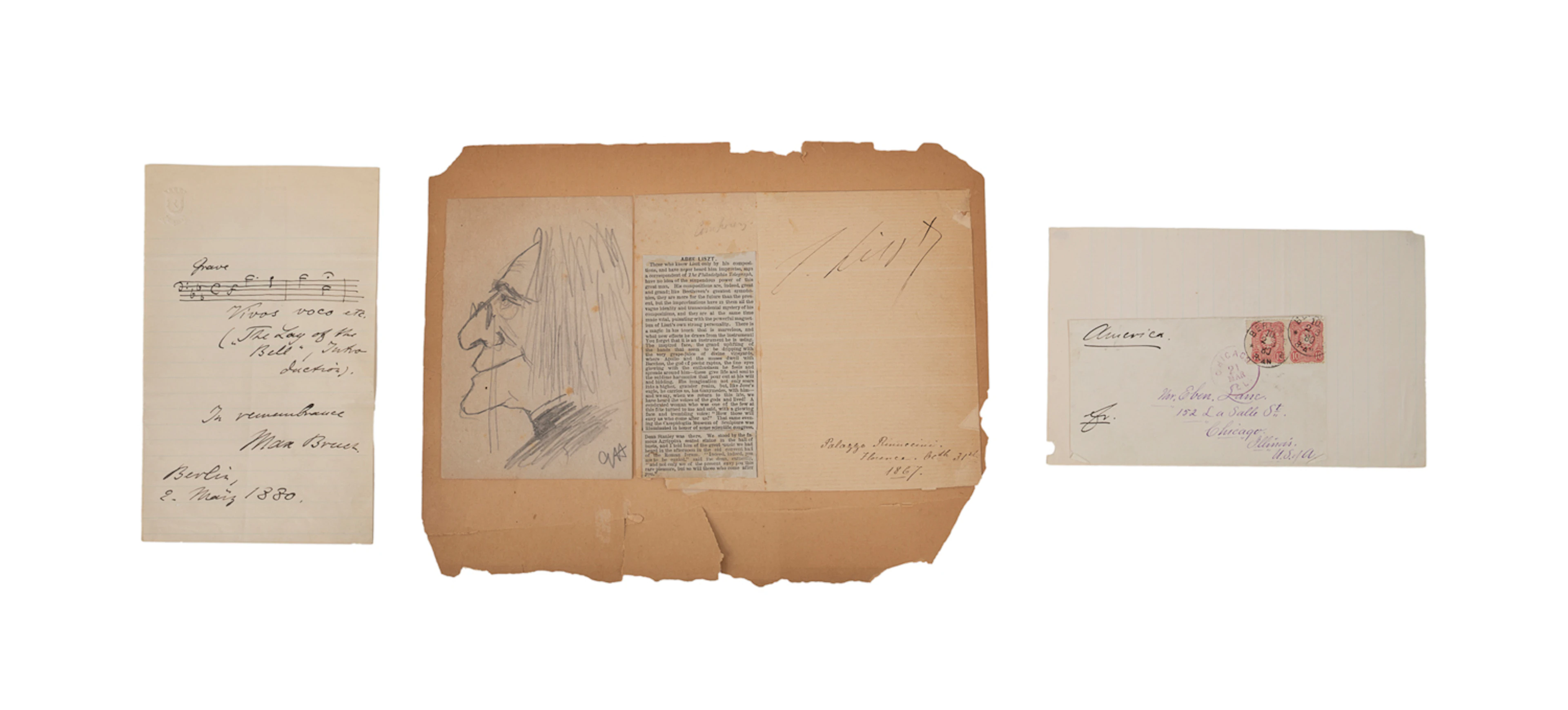 Franz Liszt & Max Bruch, Ephemera Incl. Autograph