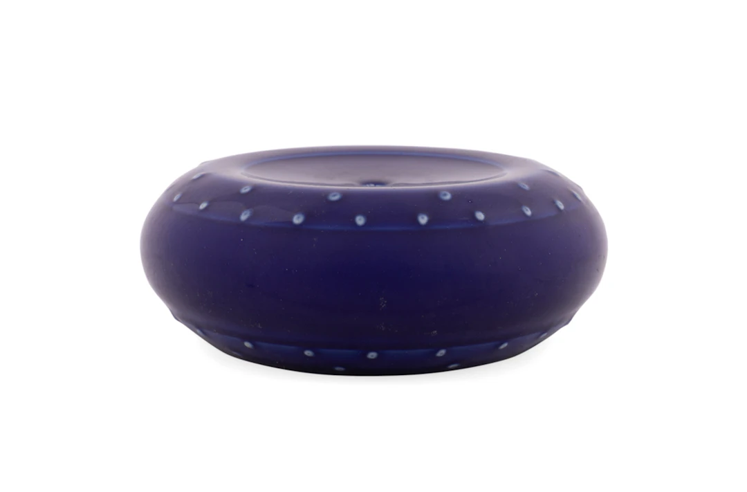 Chinese Blue Glazed Drum-Form Porcelain Bowl