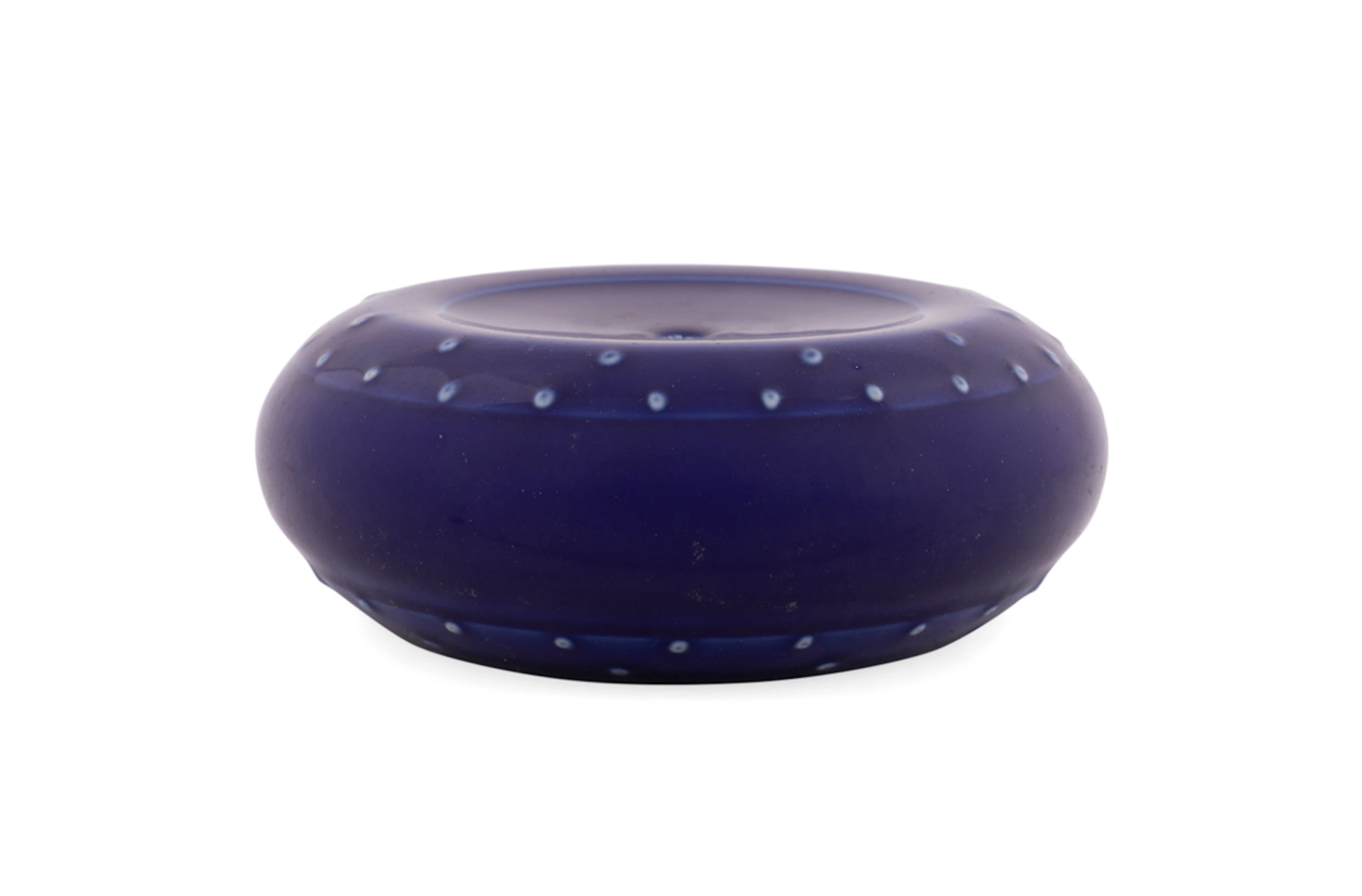 Chinese Blue Glazed Drum-Form Porcelain Bowl