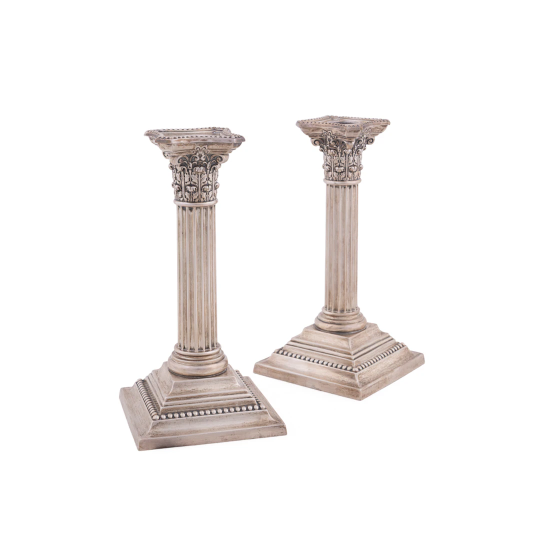 Gorham, Pair of Column Sterling Candlesticks