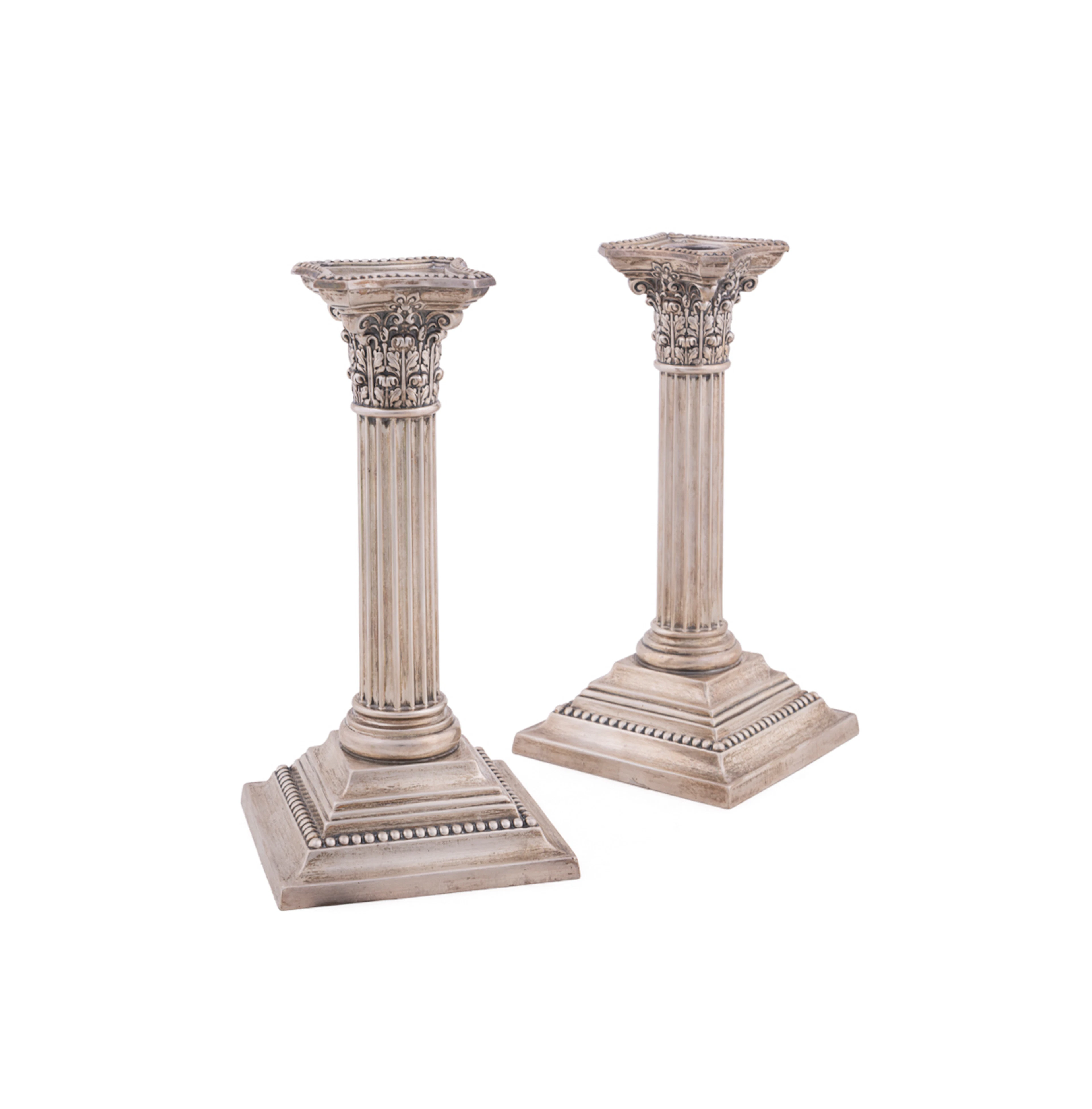 Gorham, Pair of Column Sterling Candlesticks