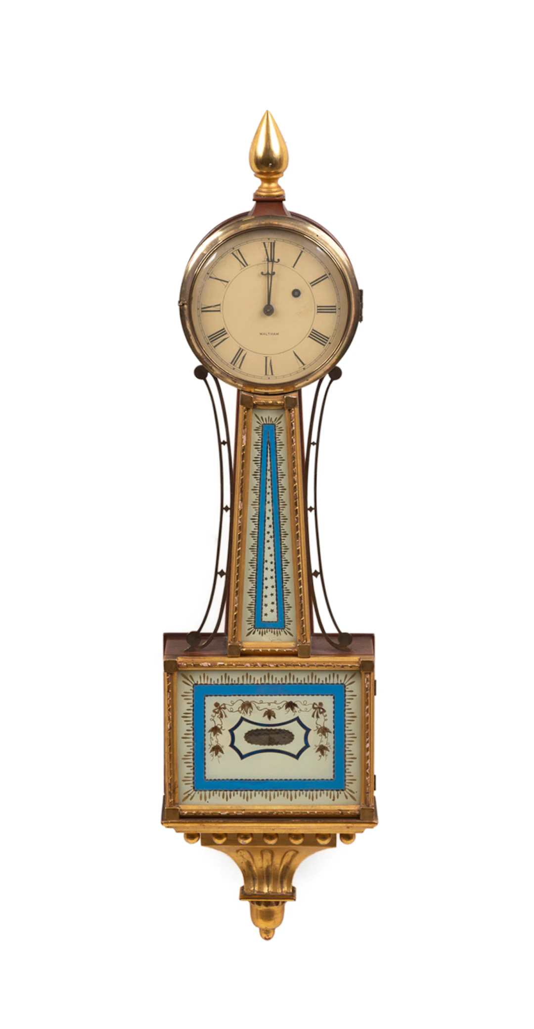 Waltham Federal Style Parcel Gilt Banjo Clock