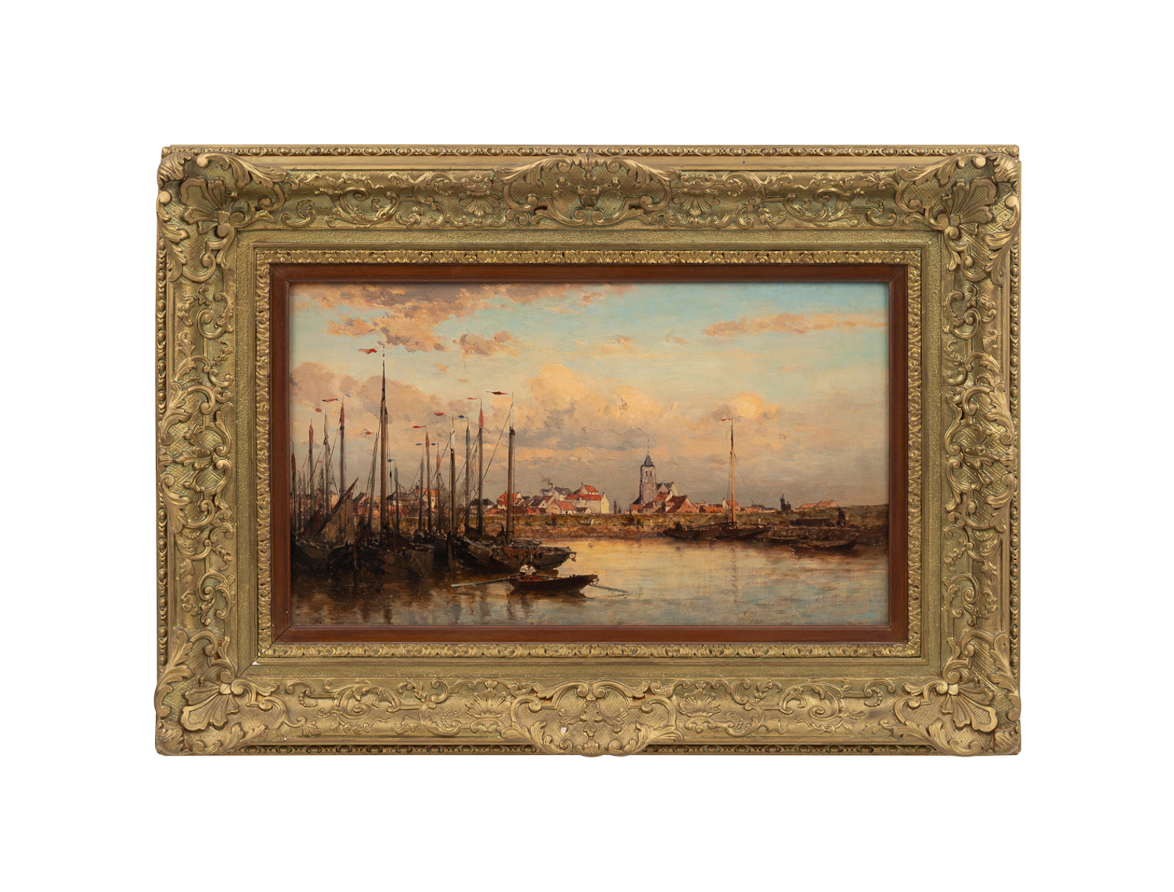 Theodore Weber, Dock Scene, 19th C., O/C