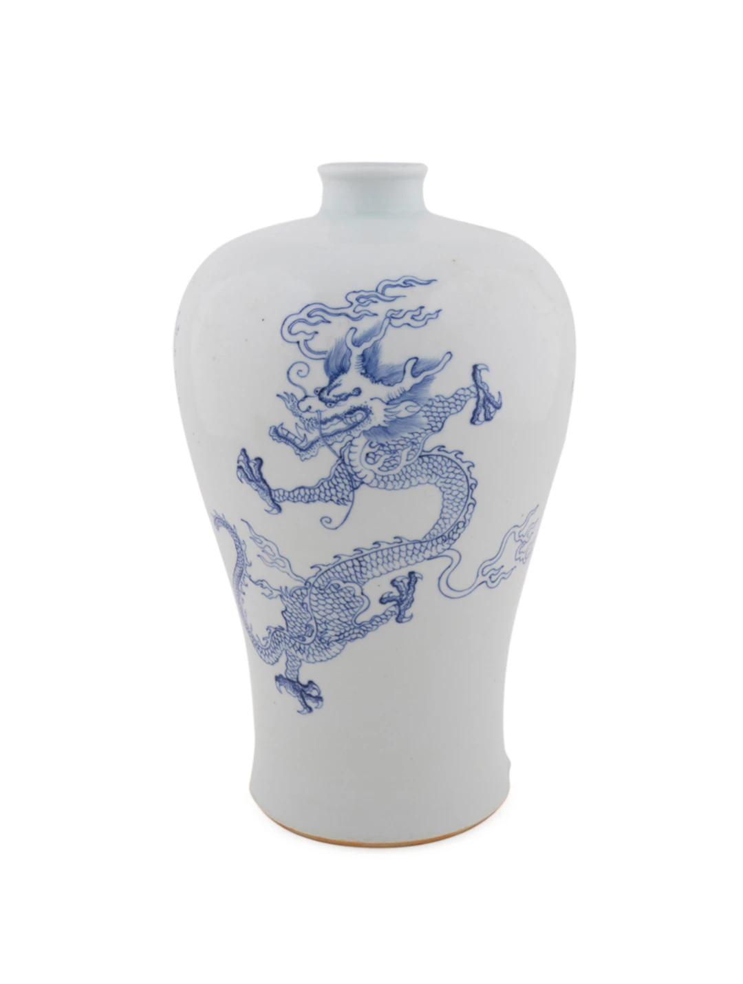 Celadon Glazed Blue Dragon Meiping Porcelain Vase