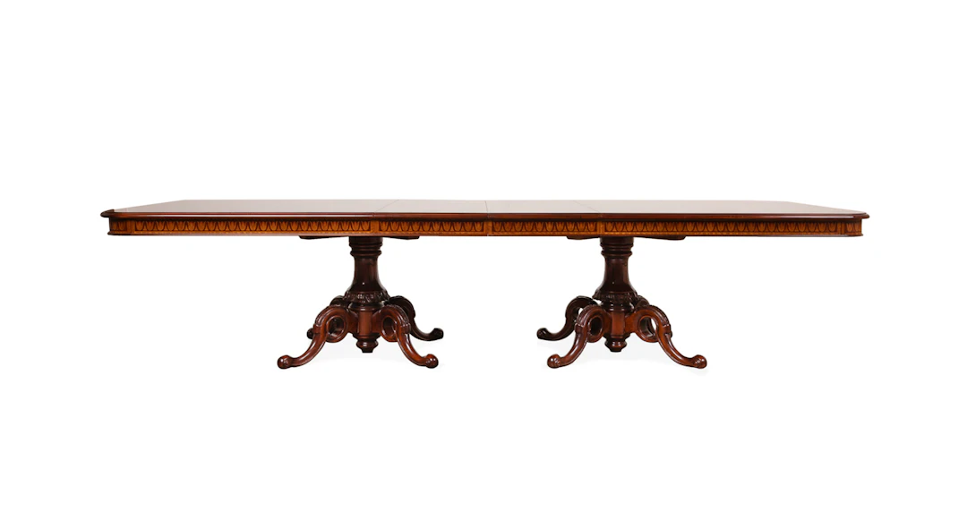 Neoclassical Style Dining Table With Two Leaves