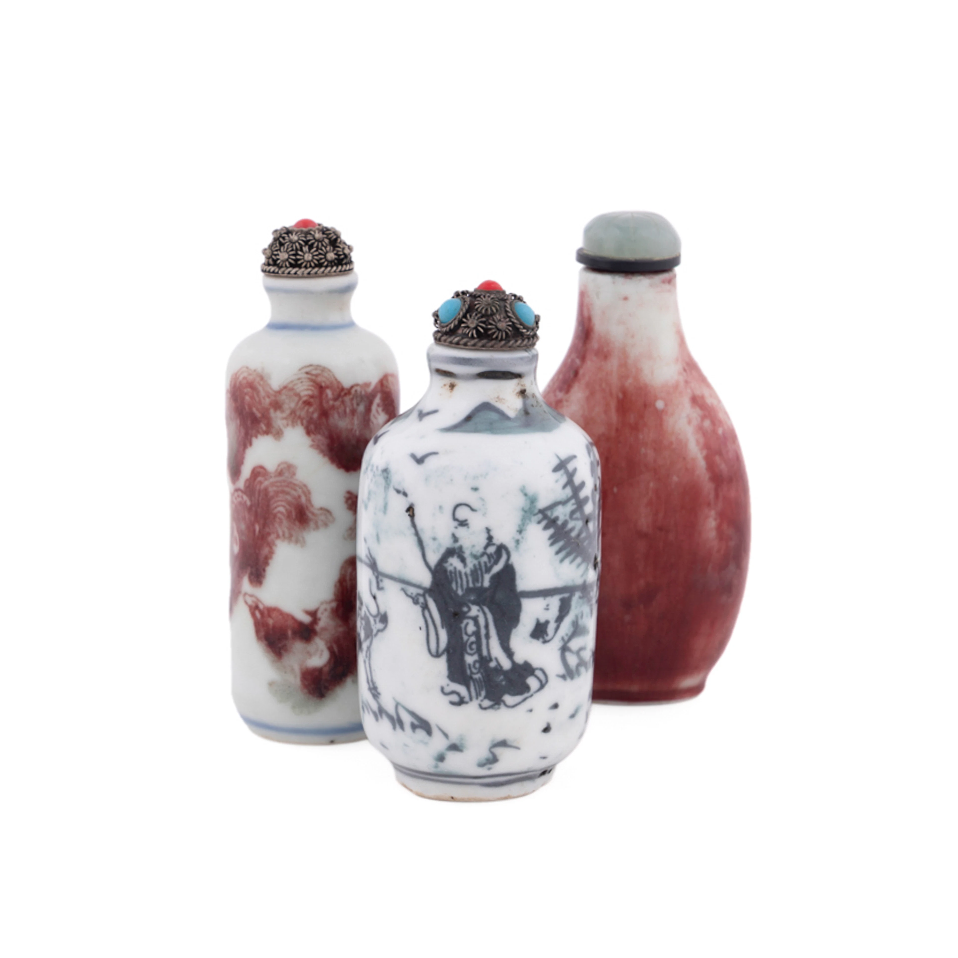 19th C. Three Chinese Porcelain Snuff Bottles