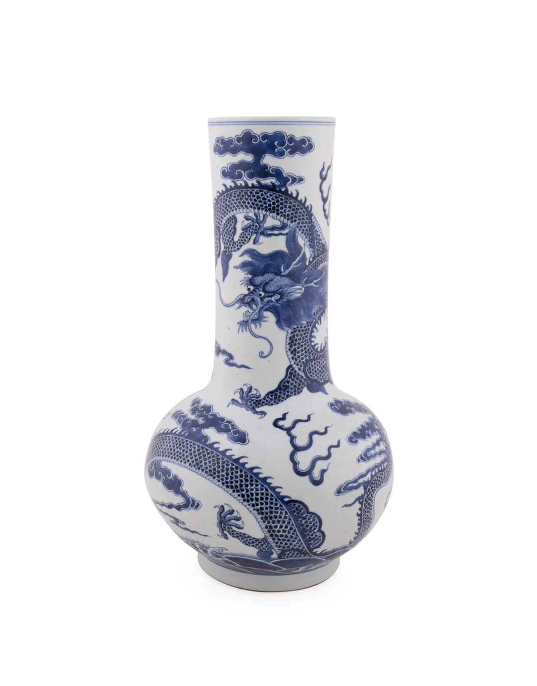 Qing Dynasty Kangxi Blue & White Dragon Motif Vase
