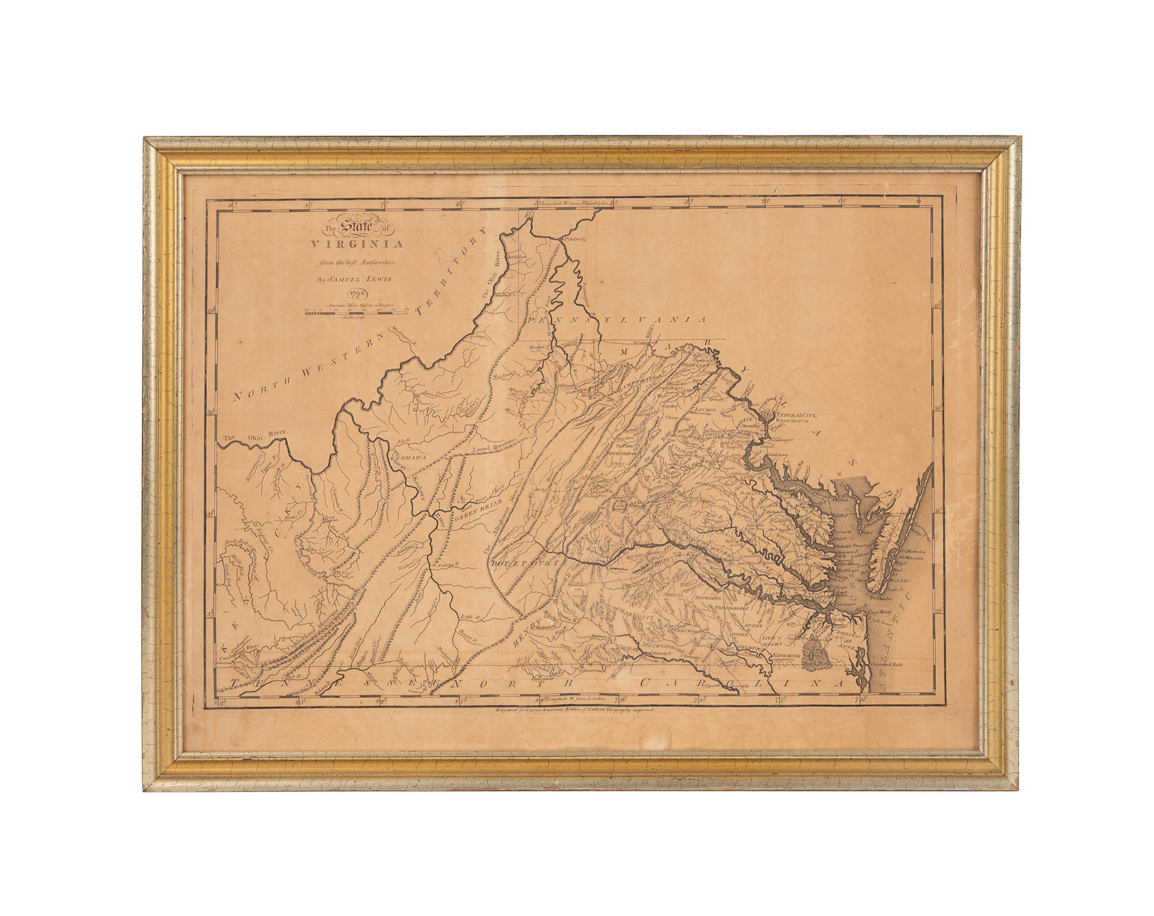 "The State of Virginia" Map, Samuel Lewis, 1794