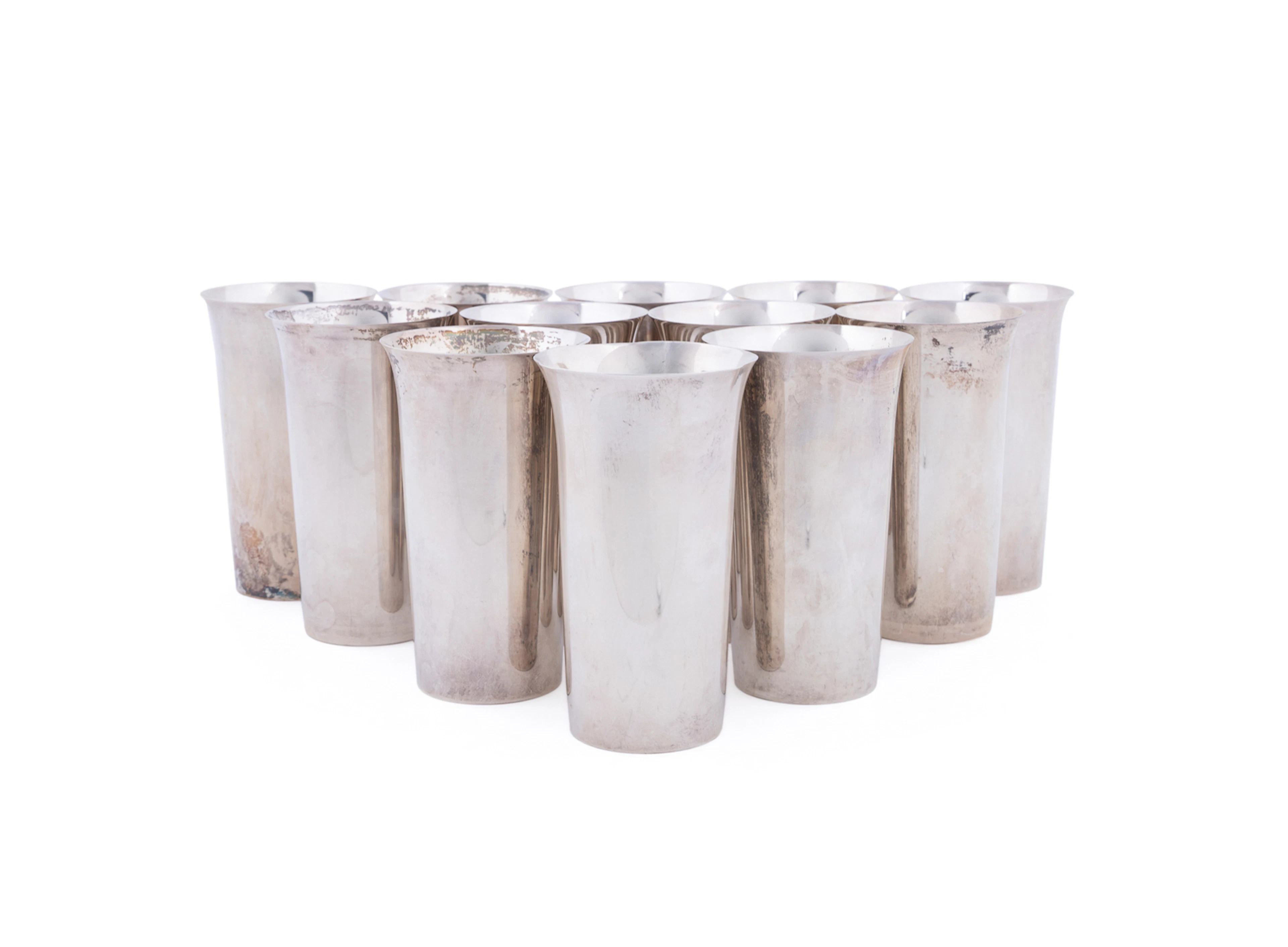 Twelve Sterling Silver Tumblers, 20th Century, American