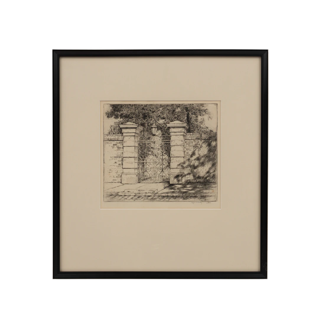 Alfred Hutty, "The Sword Gate", 20th C., Etching