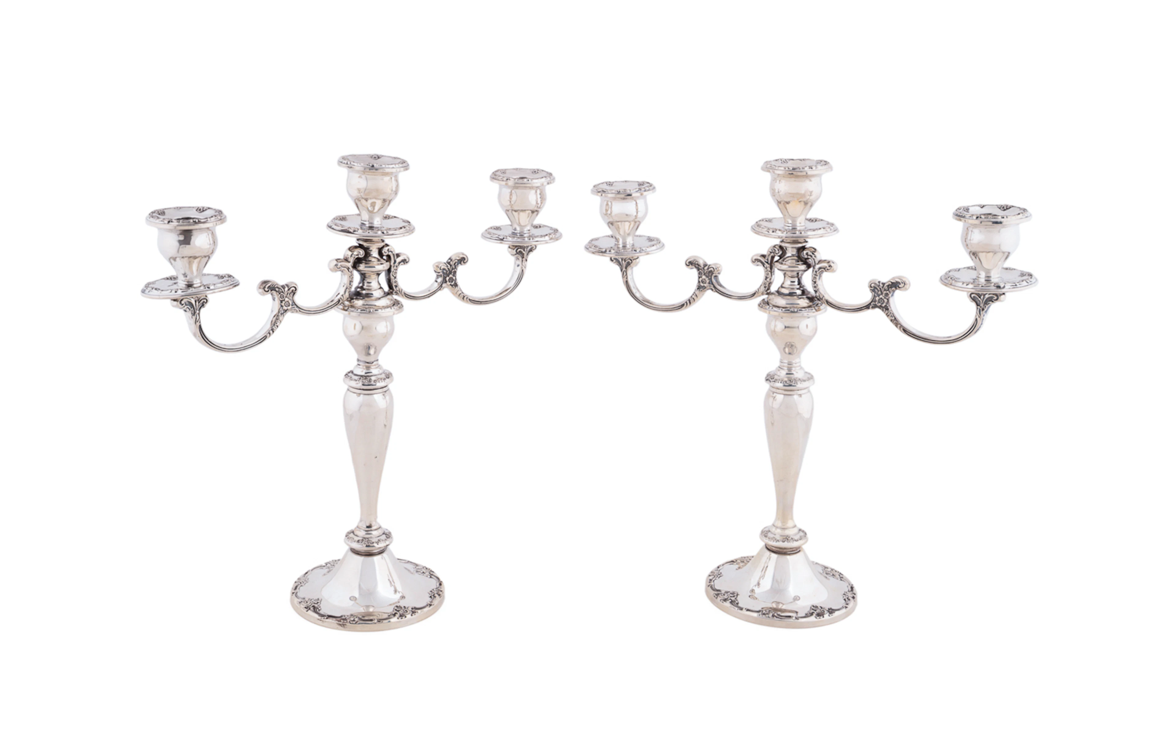 Gorham, Pair of "Melrose" Sterling Candelabra