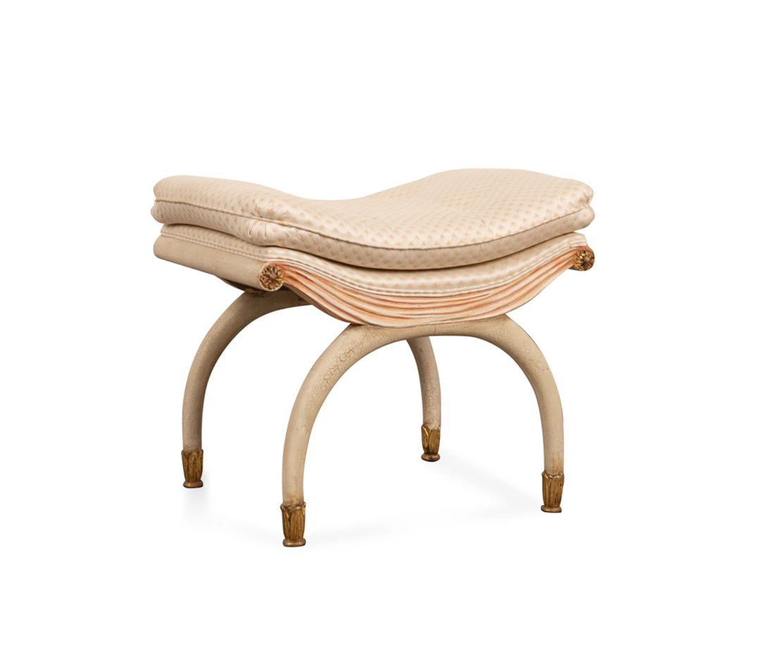 Italian Venetian Style Upholstered Footstool