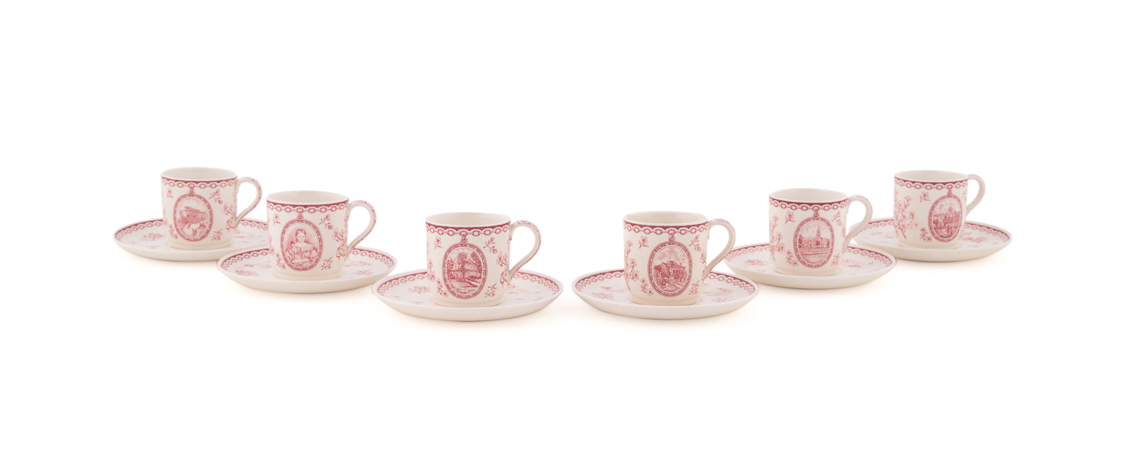 Six Wedgwood Cups & Saucers, Gift of Margaret Mitchell, 1930s, English
