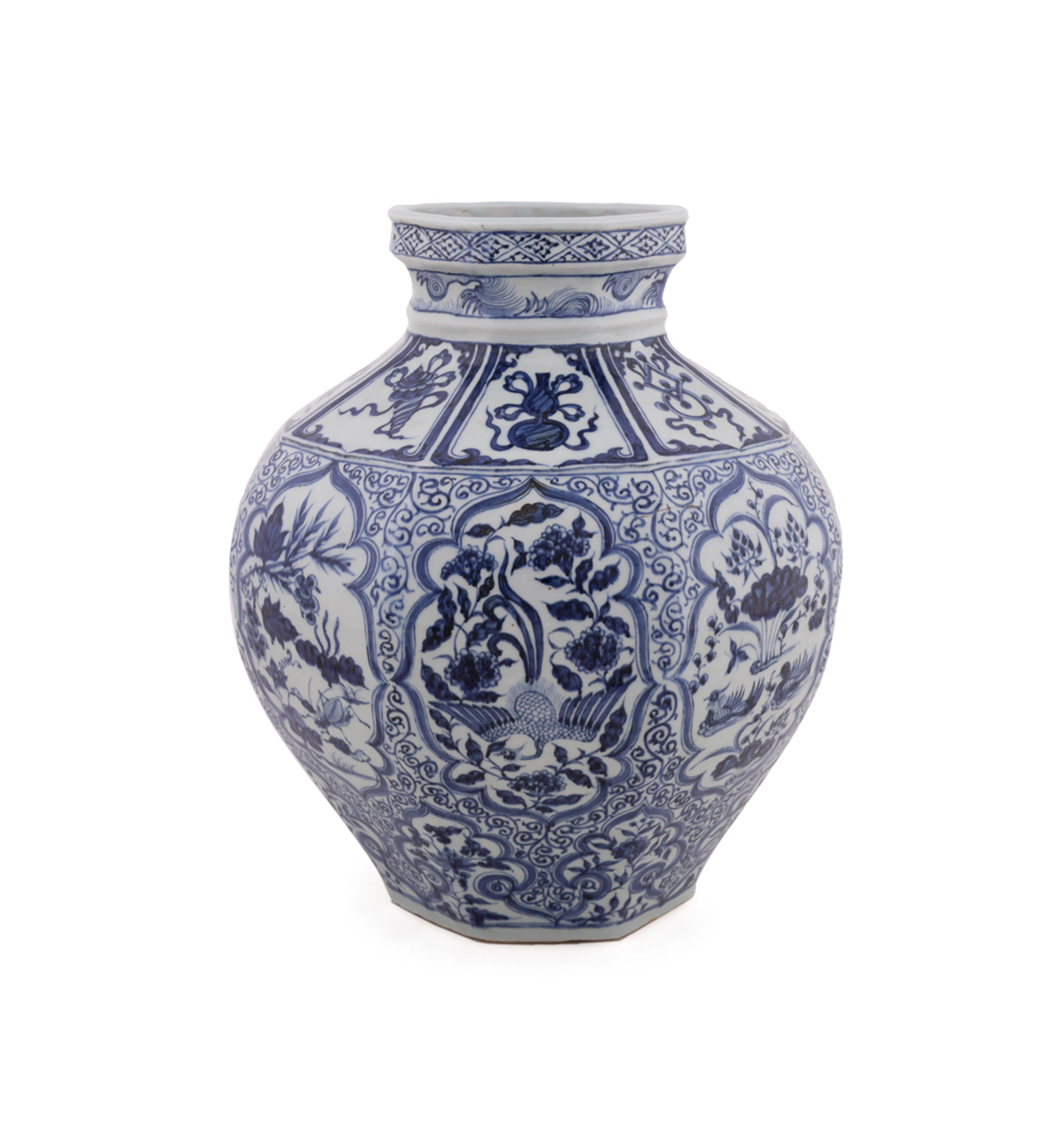 Yuan Dynasty Style Blue & White Porcelain Vase