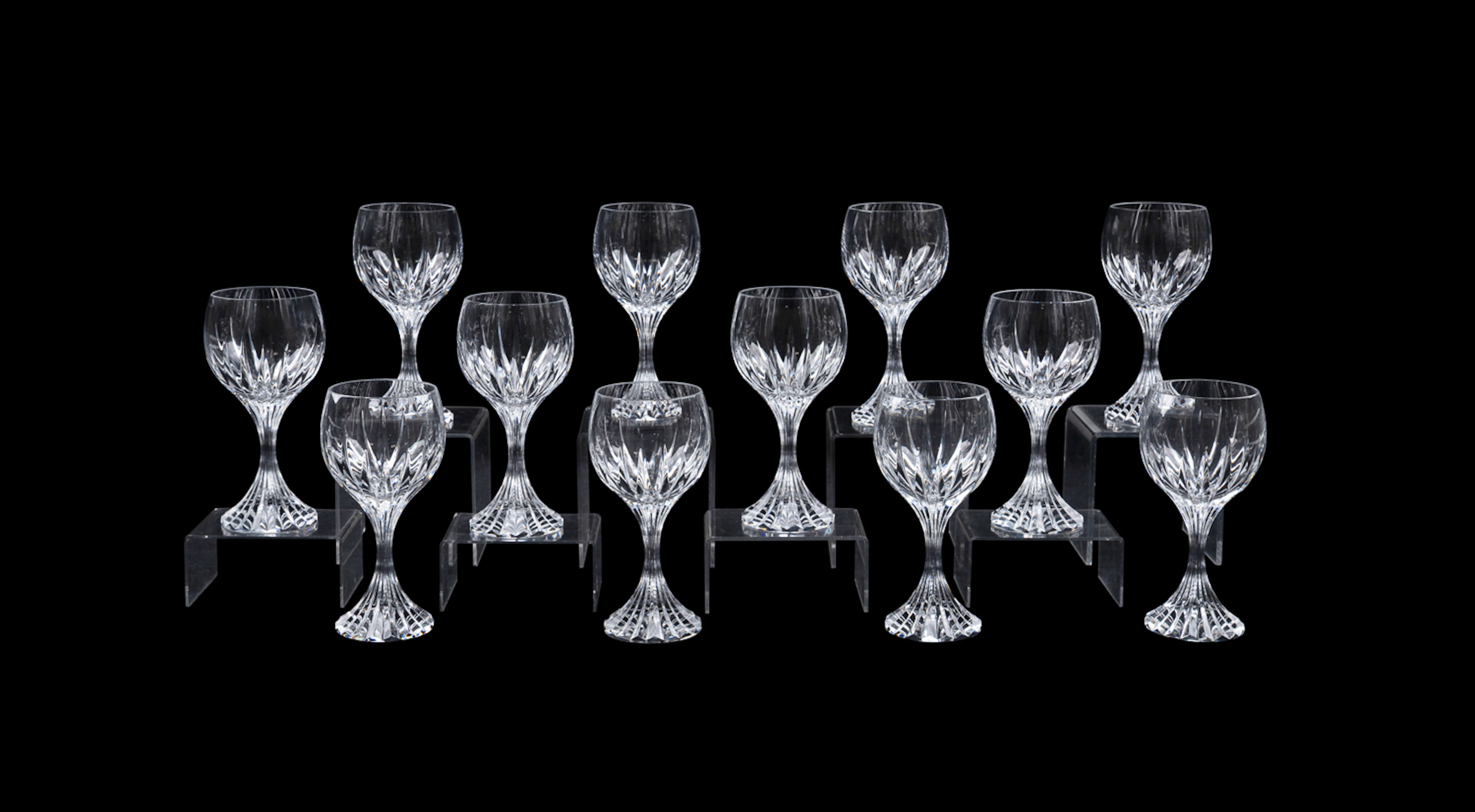 Baccarat, 12 "Massena" Crystal White Wine Glasses