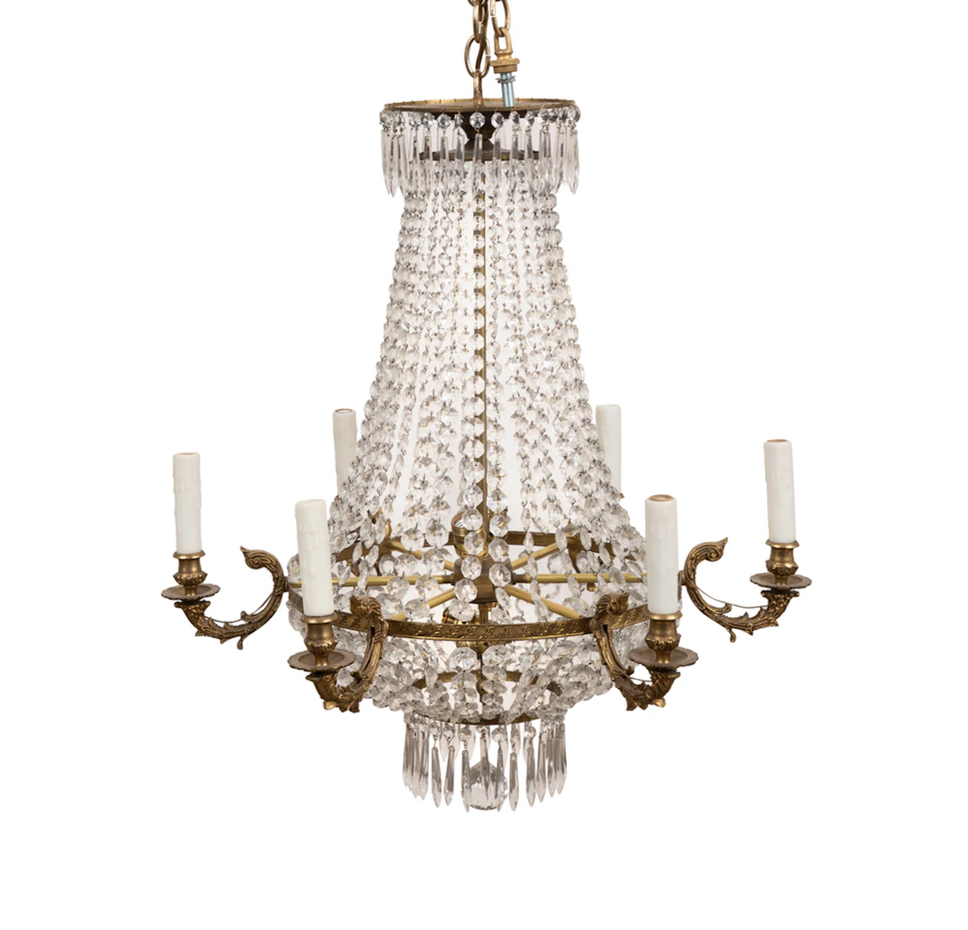 Empire Style Six Light Crystal Chandelier